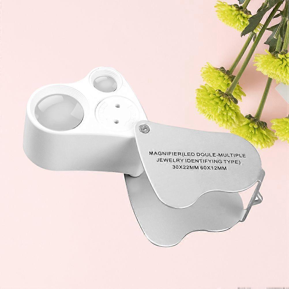 2PC Portable Magnifier Heart-Shaped LED Double-Multiple Magnifying Microscope 30X 60X LED Magnifier for Jewelry Clock (White)