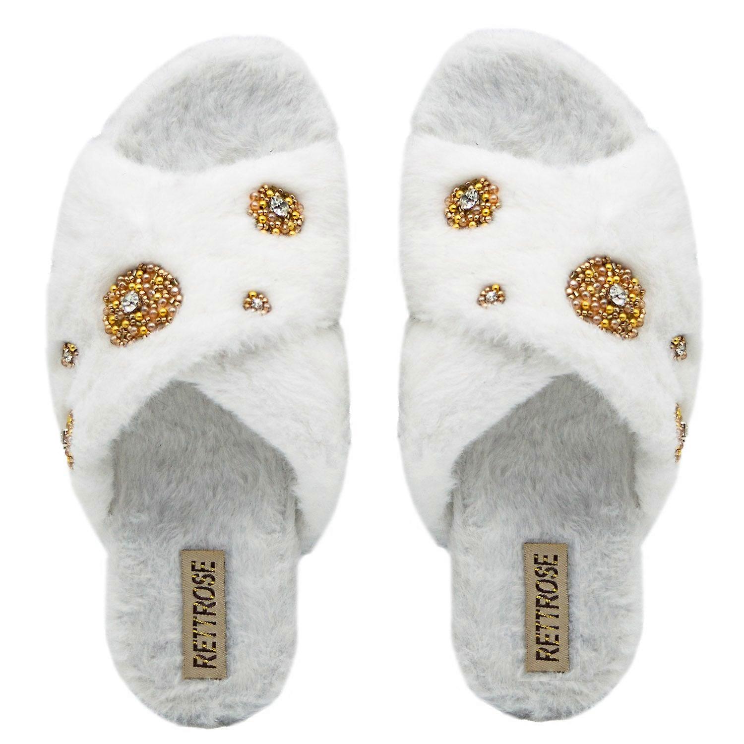 Rettrose juliette women’s luxury white slippers 