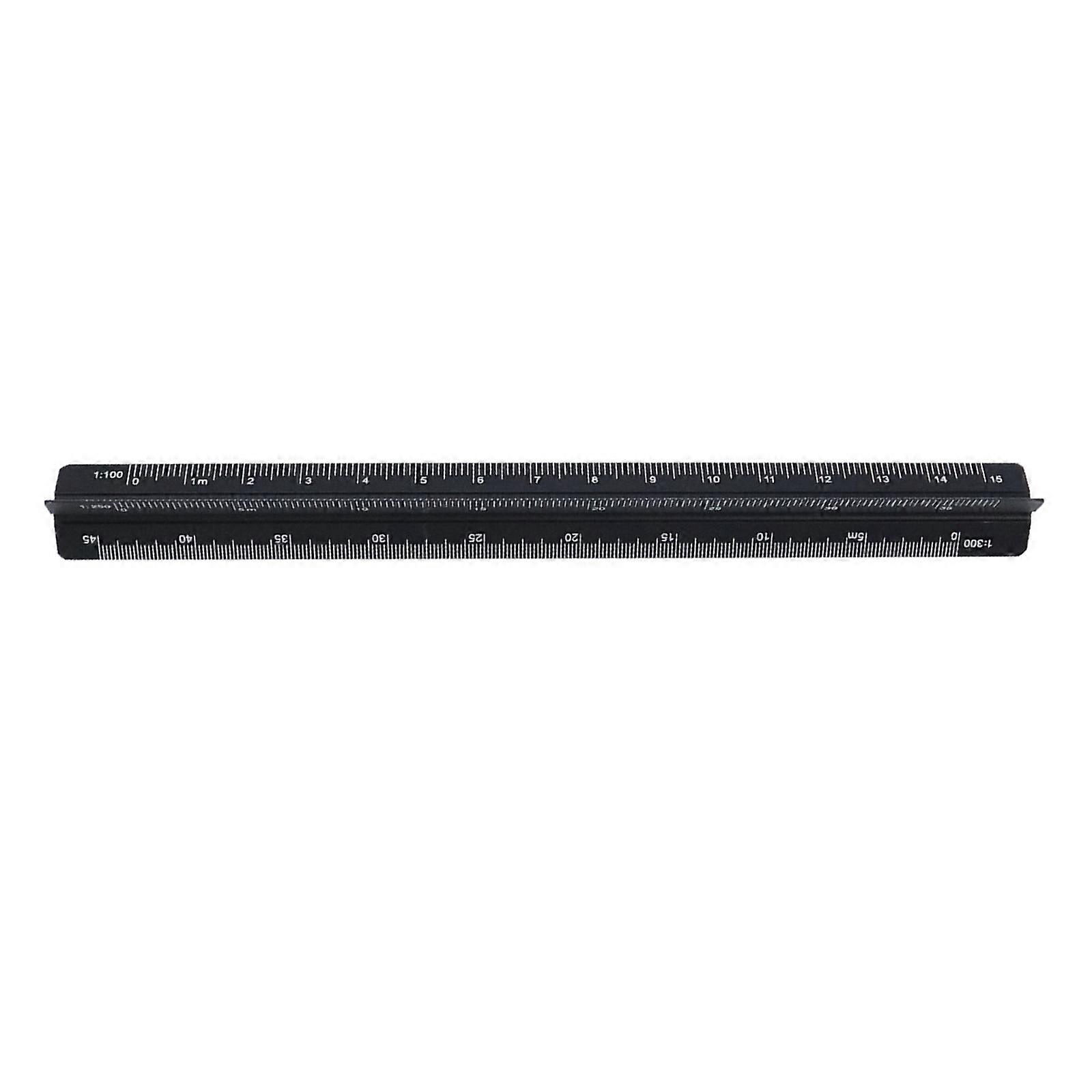 Architect Aluminum Triangular Ruler With Fade Resistant Engraved Etching For Accurate Technical Measurements  Black