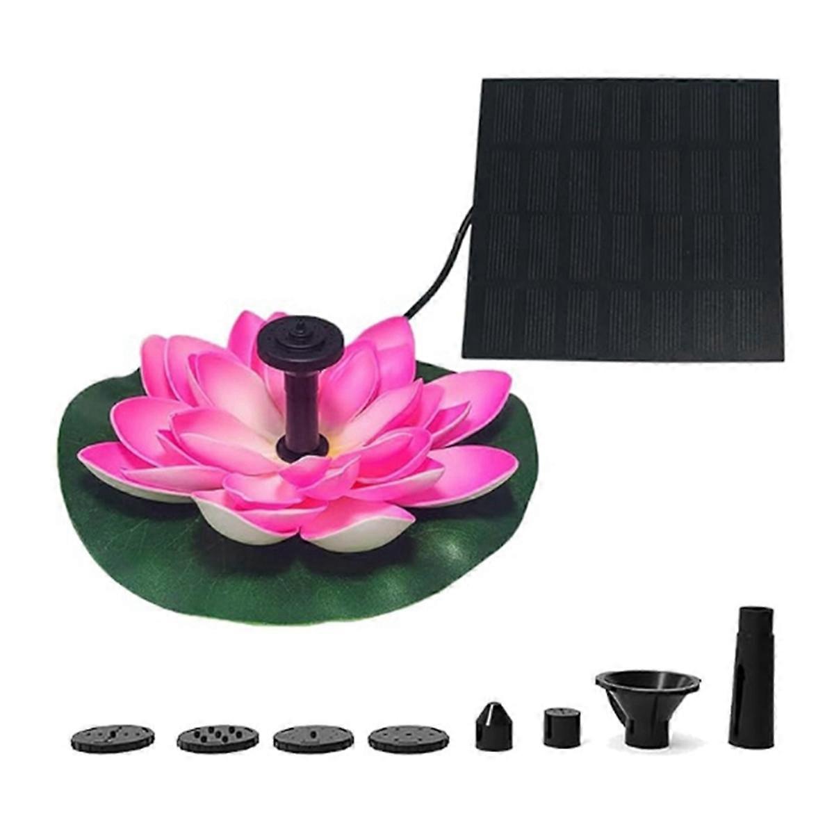Outdoor Bird Bath Fountains Solar Power Floating Garden(Pink)