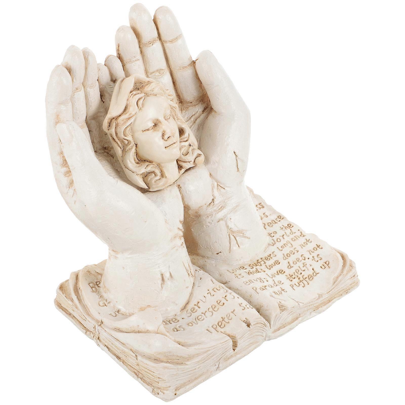 Resin Statue Angels Figurines for Displaying 3Pcs Hand Holding Figures