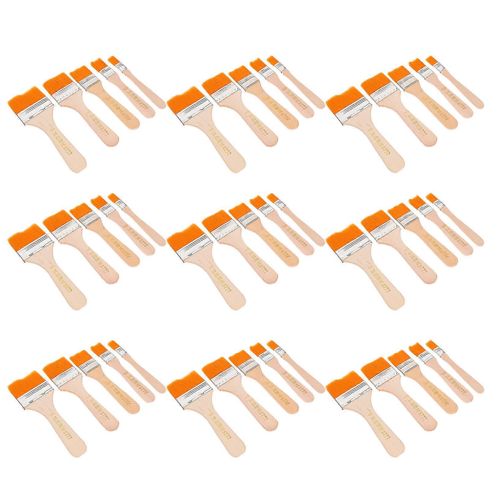Wooden Handle Brush Flat Paint Set for Multi-Purpose Painting 100Pcs