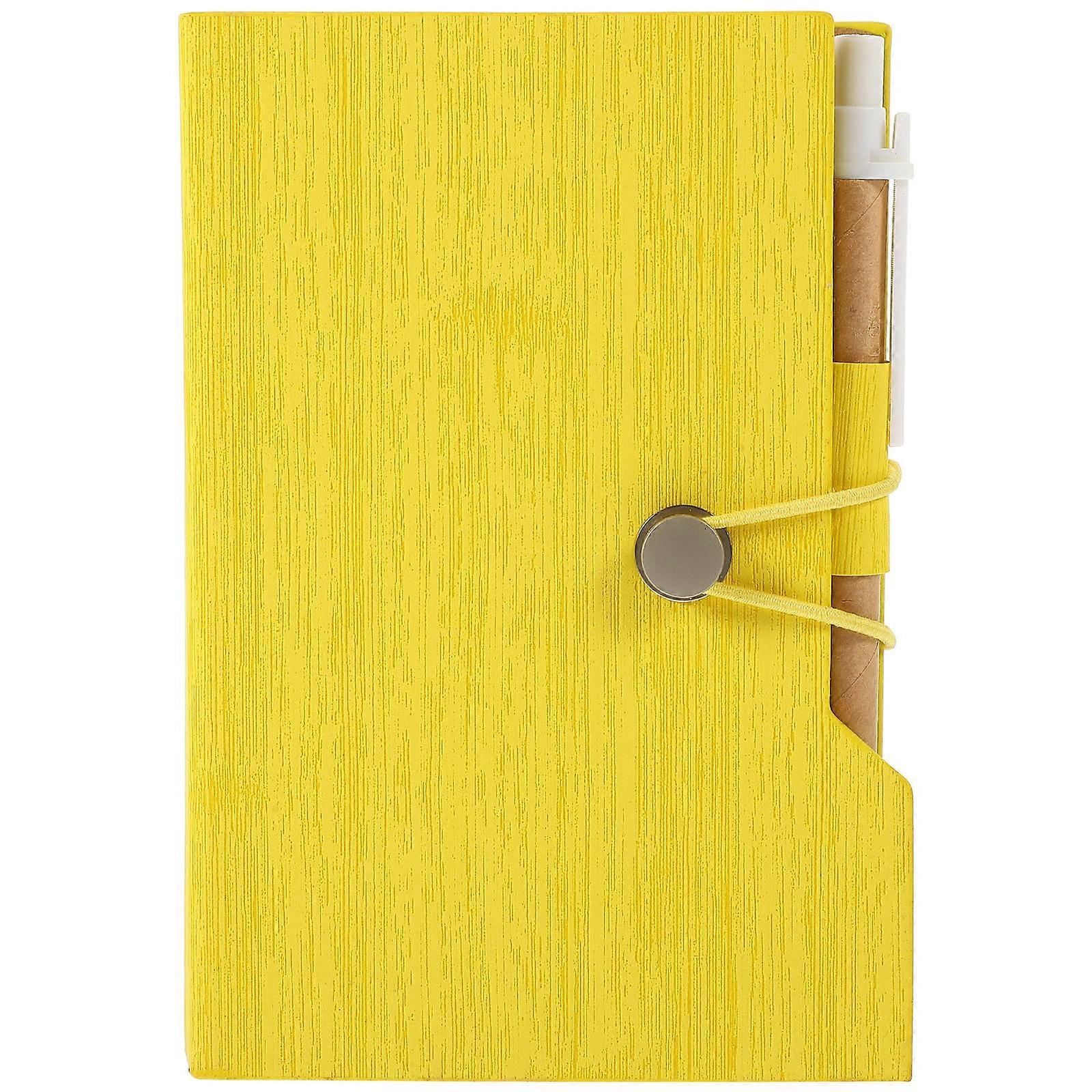 Planning Notebook With Pen For Students Small Yellow Colorful Design Office Use 2 Sets