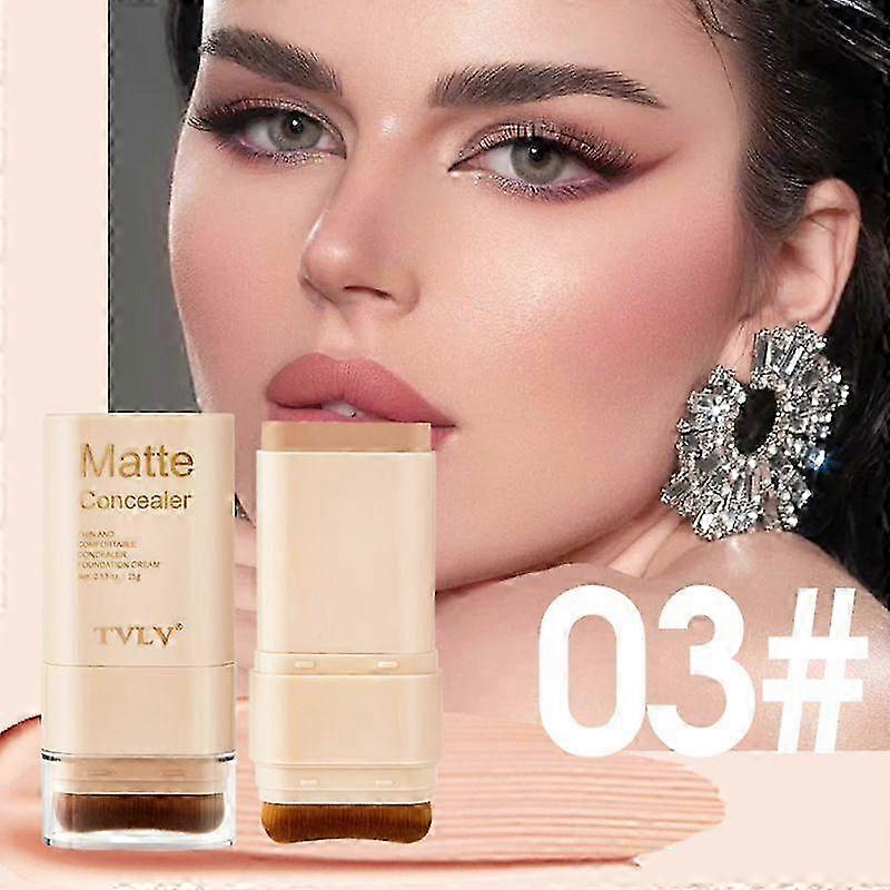 2 In 1 Anti Wrinkle Foundation Stick, Flawless Eraser Foundation Stick- Hydrating Lightweight, Double Head Foundation Make Up Stick with Brush,Multi-U