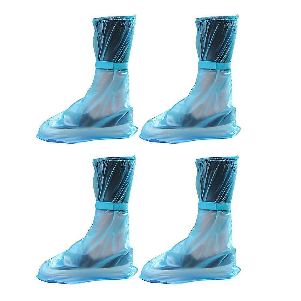 Shoe Protector for Wearing 6Pairs Waterproof High-Tube Non-Slip Blue Covers
