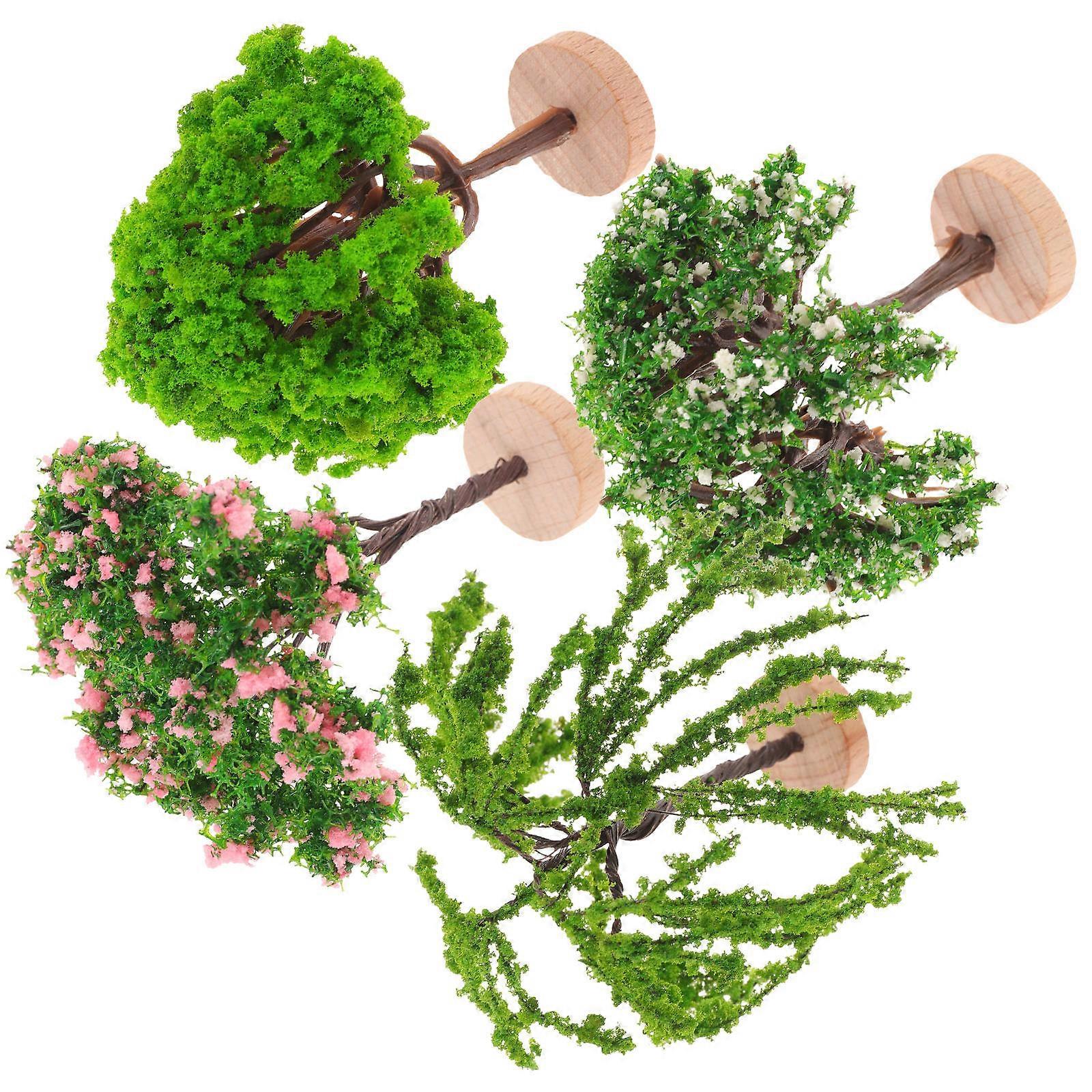 Green Miniature Tree Model Plastic Trees for Sand Table Ornament 20Pcs