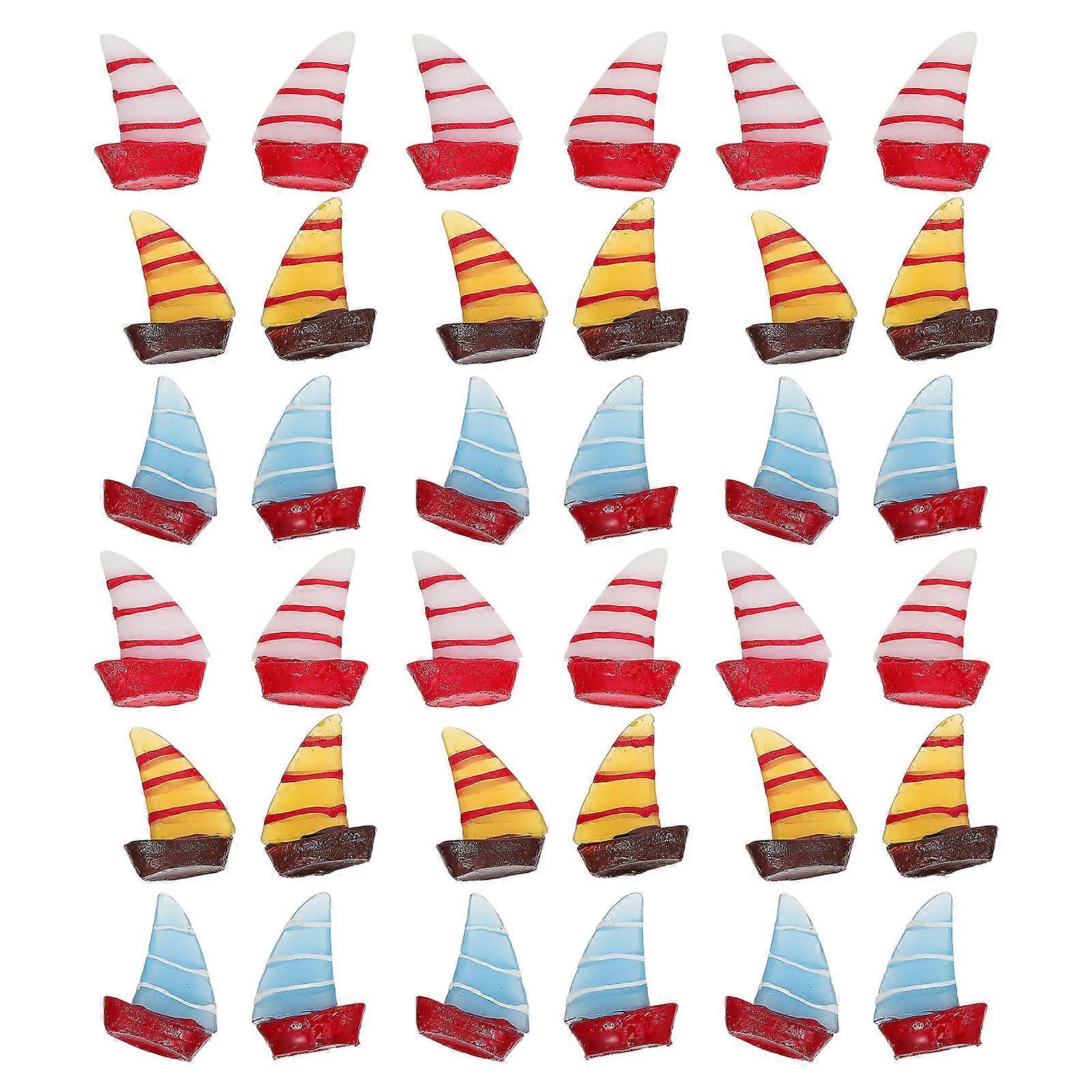 2Pcs 30ps Mini Sailboat Models for Decoration Realistic Boat Ornament