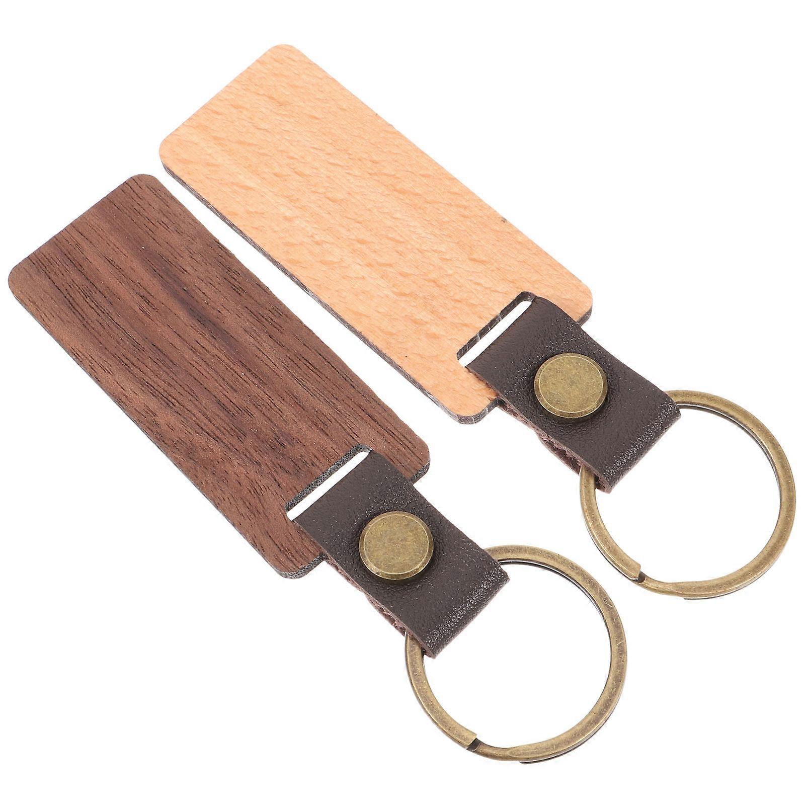 Key Chain Hanging Ornaments Blank Wood Keychain for DIY 8Pcs