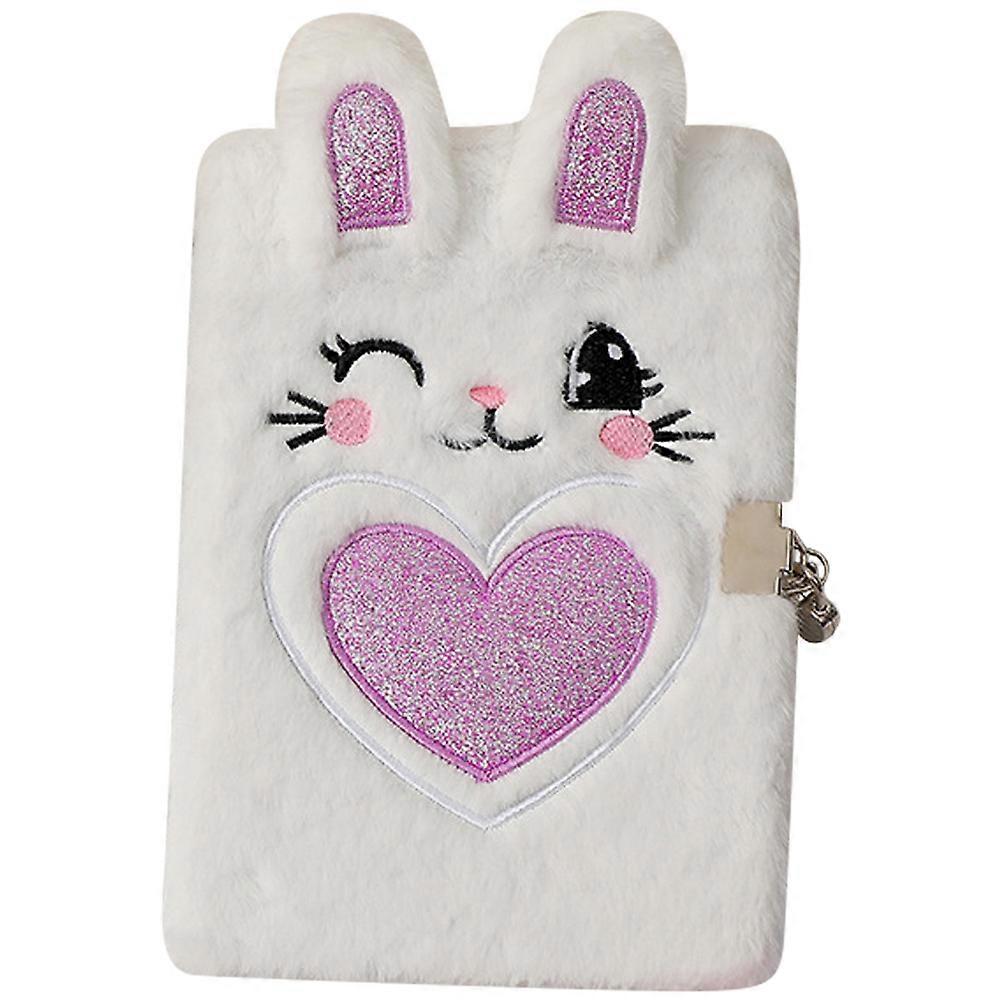 Fluffy Plush Notebook for Taking Notes with Lock 2Pcs Portable Purple