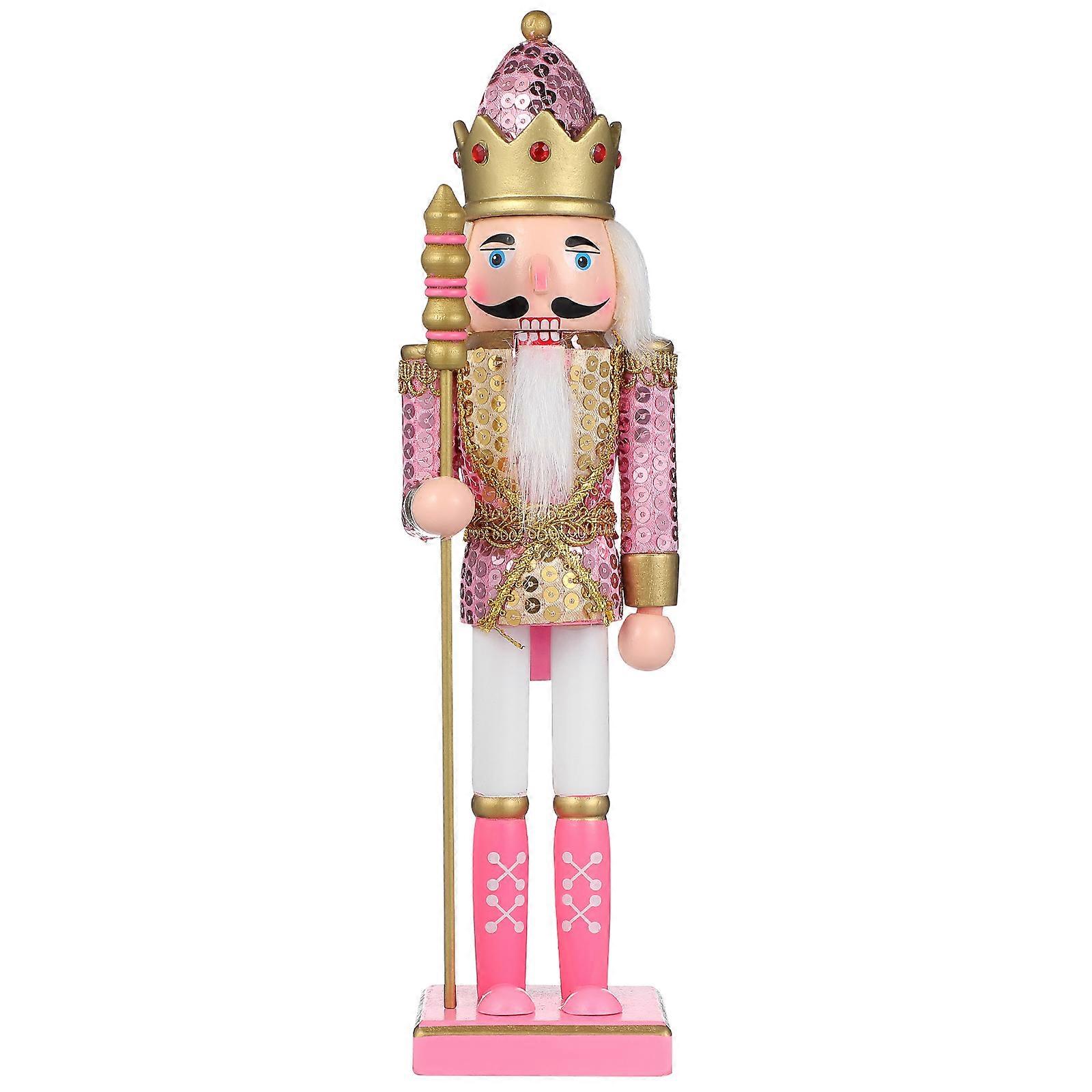Christmas Nutcracker Figurine Wooden Statue for 4Pcs Indoor Decoration