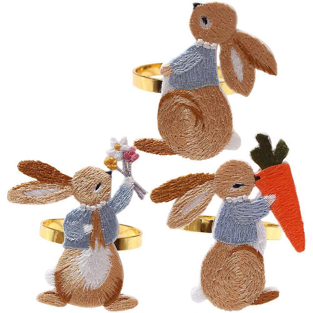 Rabbit Napkin Holder Easter Decor for Decoration 3Pcs Party Table Rings