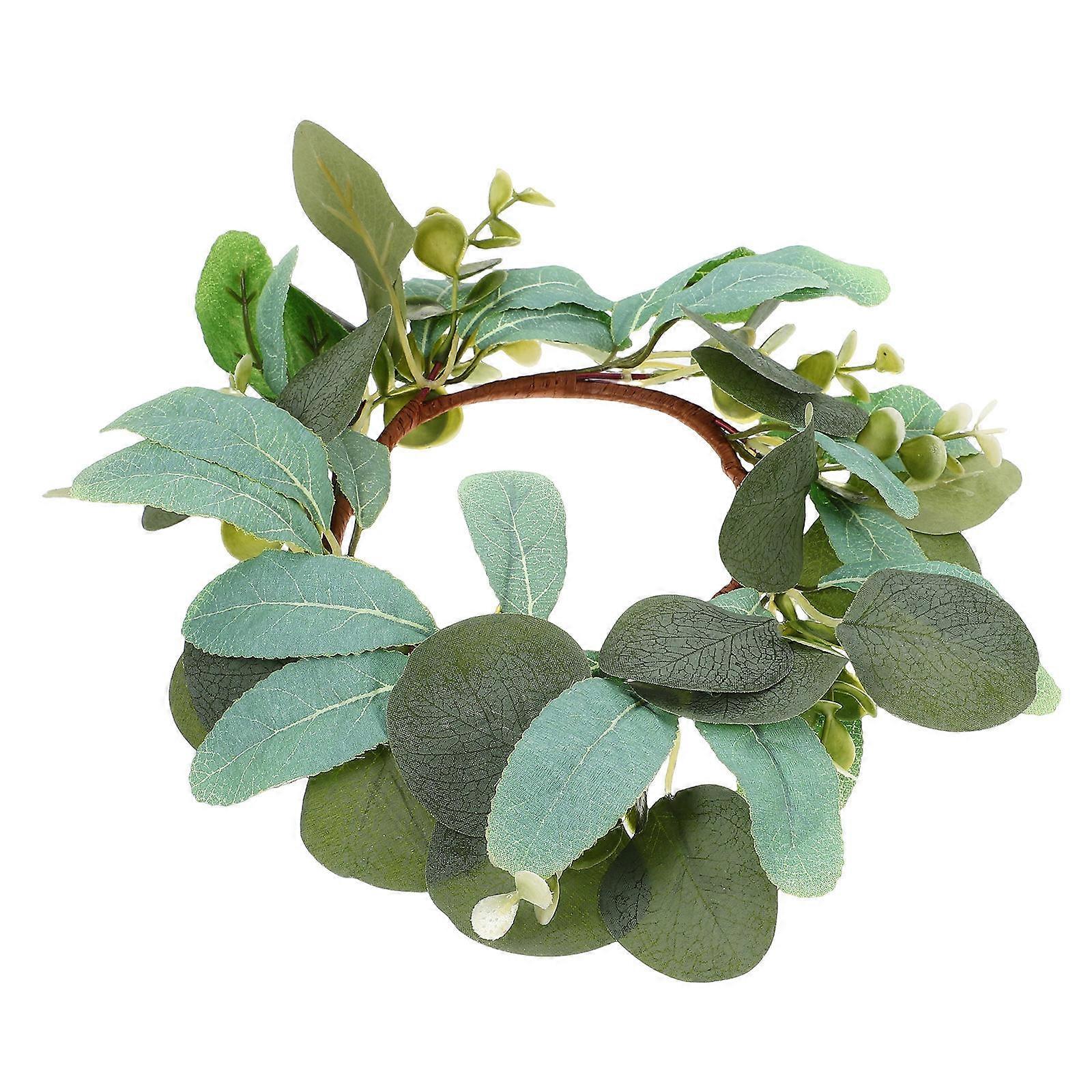 Artificial Candle Rings Spring Flower Wreath for Table Decoration 2Pcs