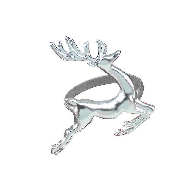 Napkin Ring Elk Deer Table Decorative Ornament for Wedding 10Pcs Silver