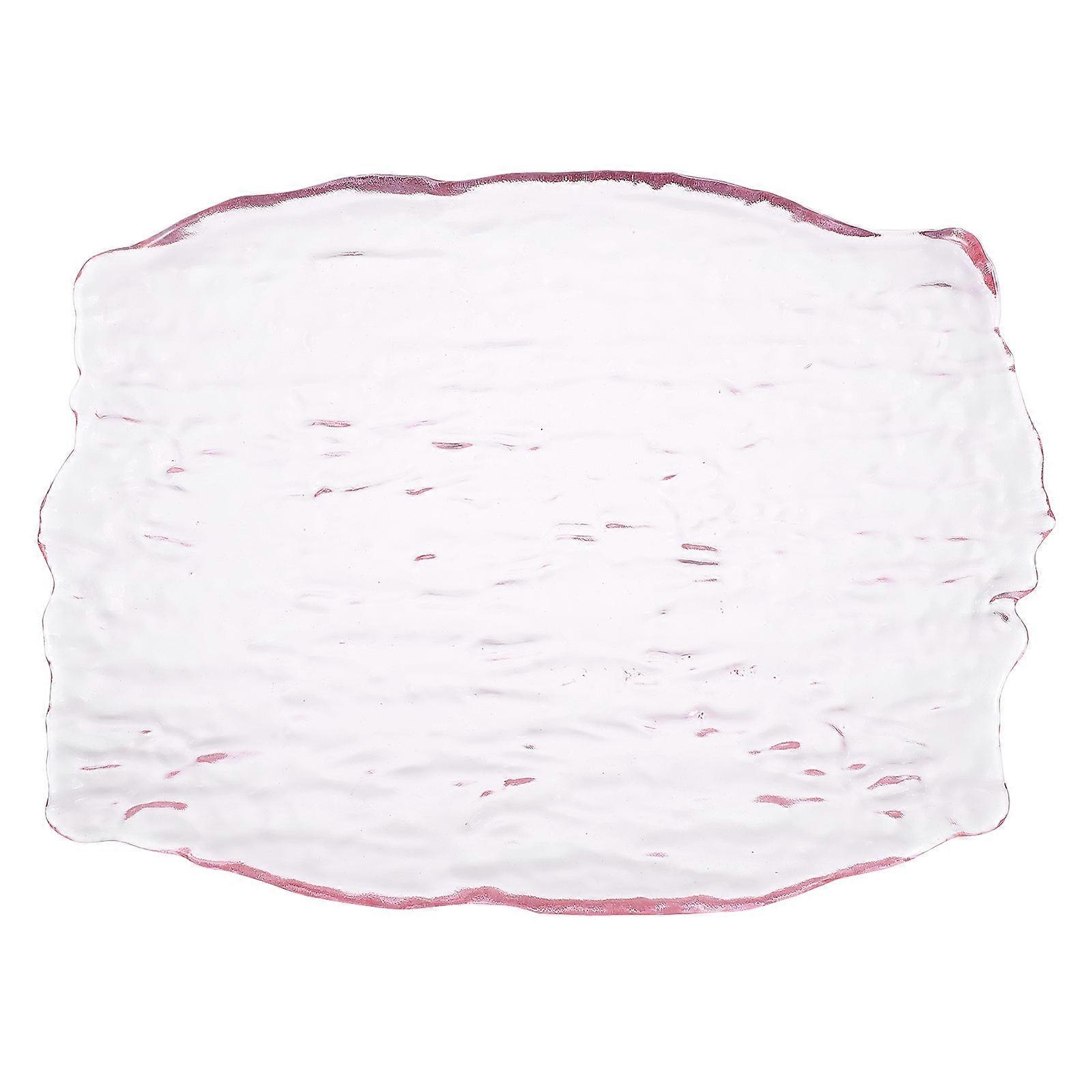 Bark Pattern Glass Plate for Snack Serving with 3Pcs Pink Plates