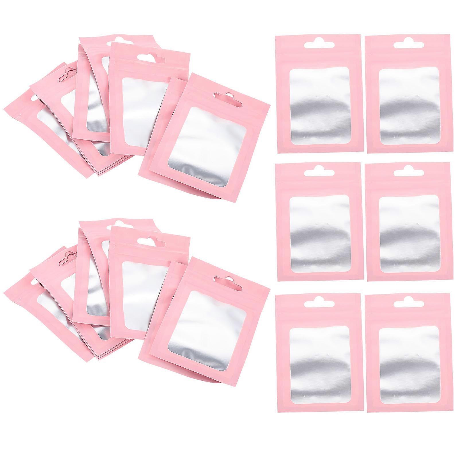 Plastic Seal Bags Resealable Storage Bags Pink CPP Material Electronics Storage Jewelry Packaging 100Pack