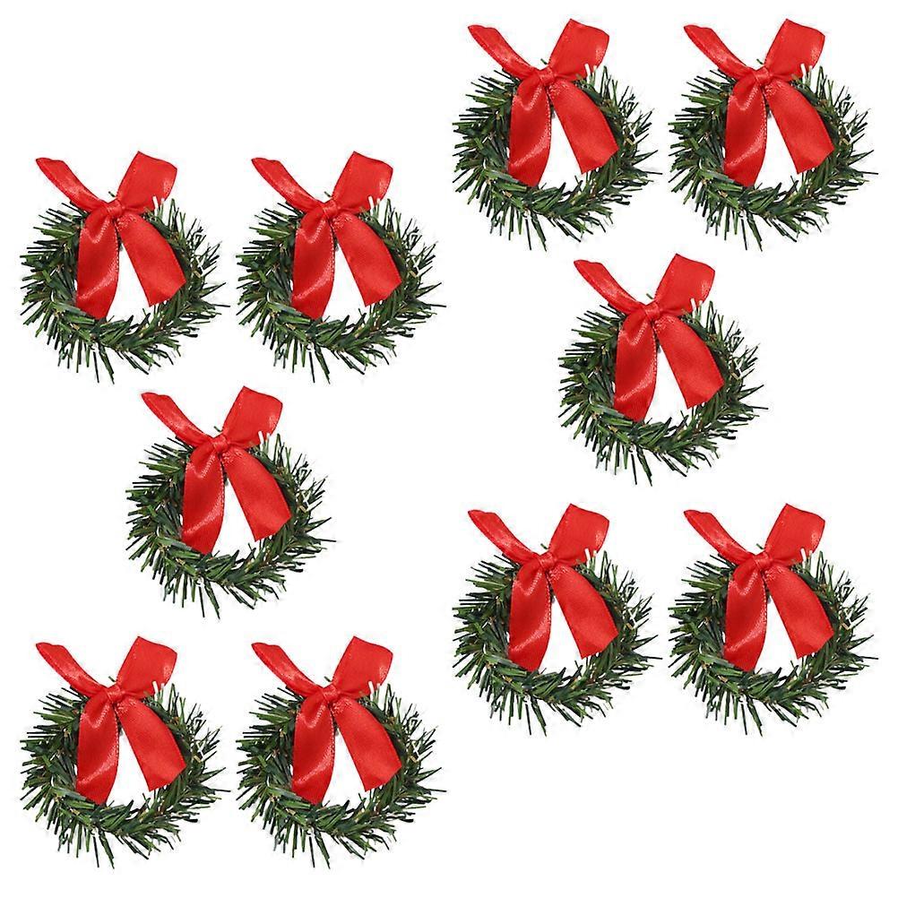 Mini Christmas Wreaths 10Pcs Artificial Decoration For Festive Occasions Multi Colored Candle Ring 8X8X2CM