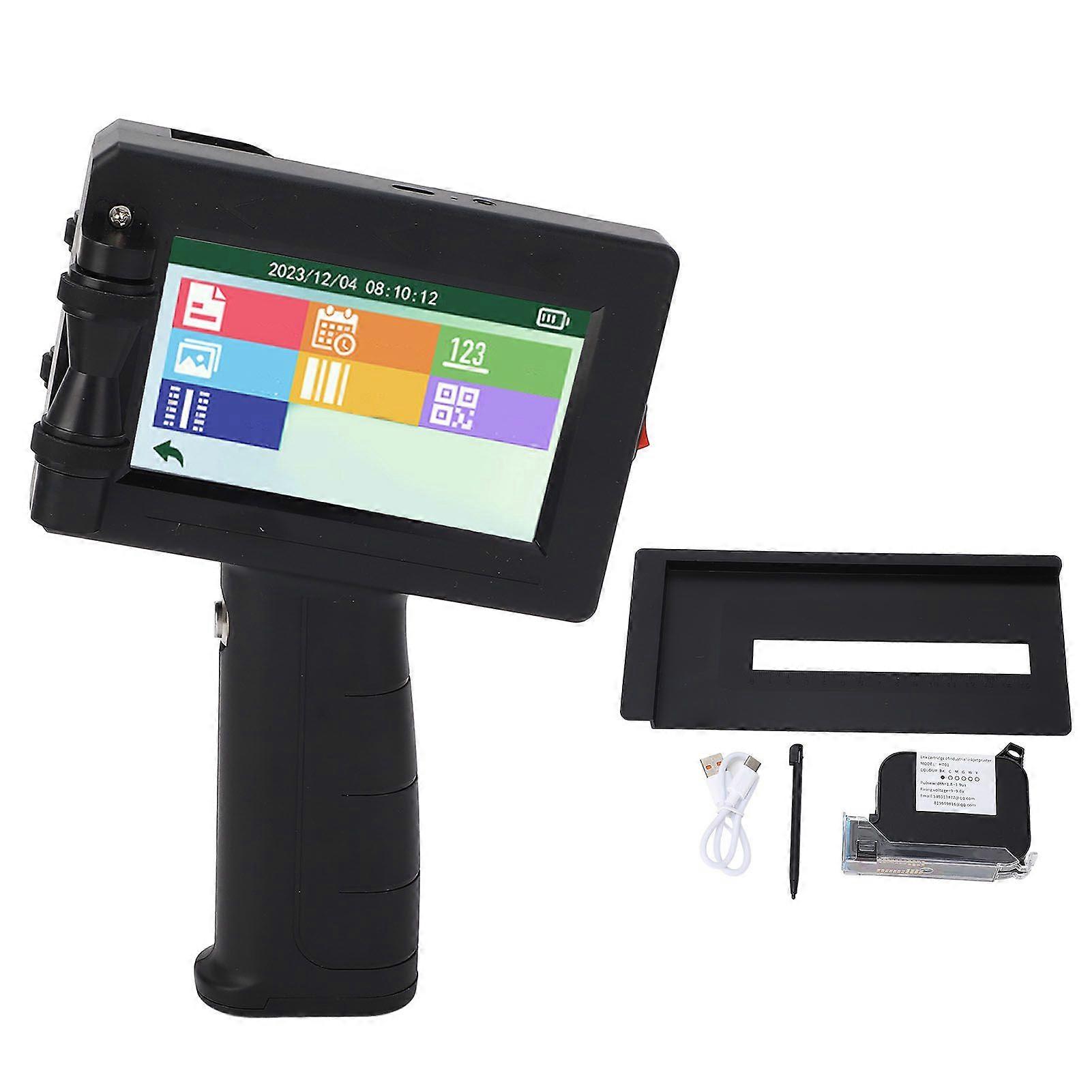 12.7mm Handheld Inkjet Printer 4.3 Inch LED Touchscreen Quick Dry Inkjet Printer Kit for Characters Barcode Graphics Date
