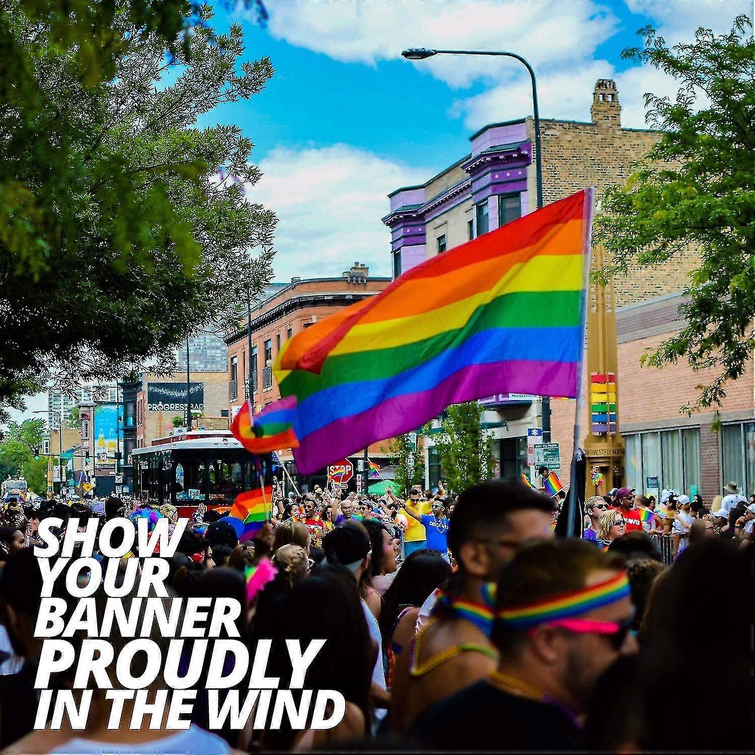 90x150cm Rainbow Flag - Vivid Color And Uv-resistant - Canvas Header And Double Stitched - Gay Pride Banner Flags Polyester With Brass Eyelets