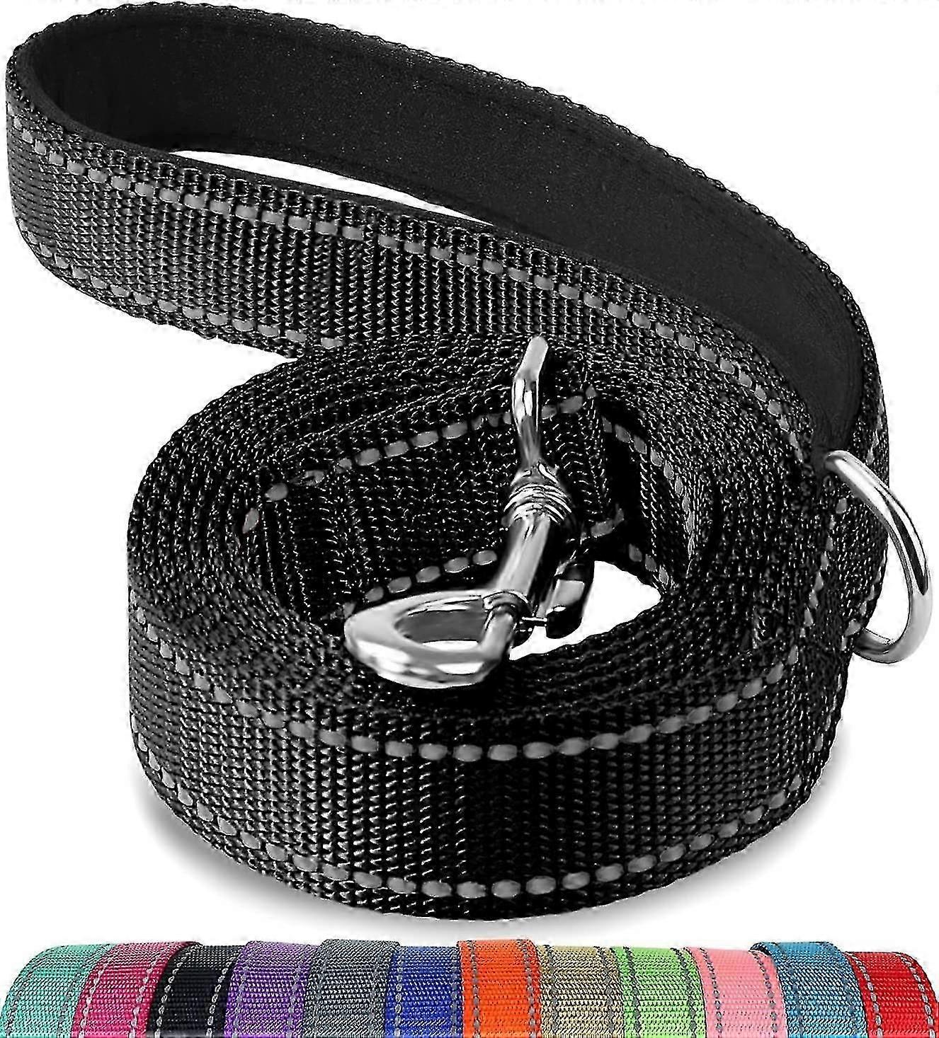 Heavy Duty Reflective Double Sided Dog Leash, With Padded Handle, 180 X 2.5cm, Black