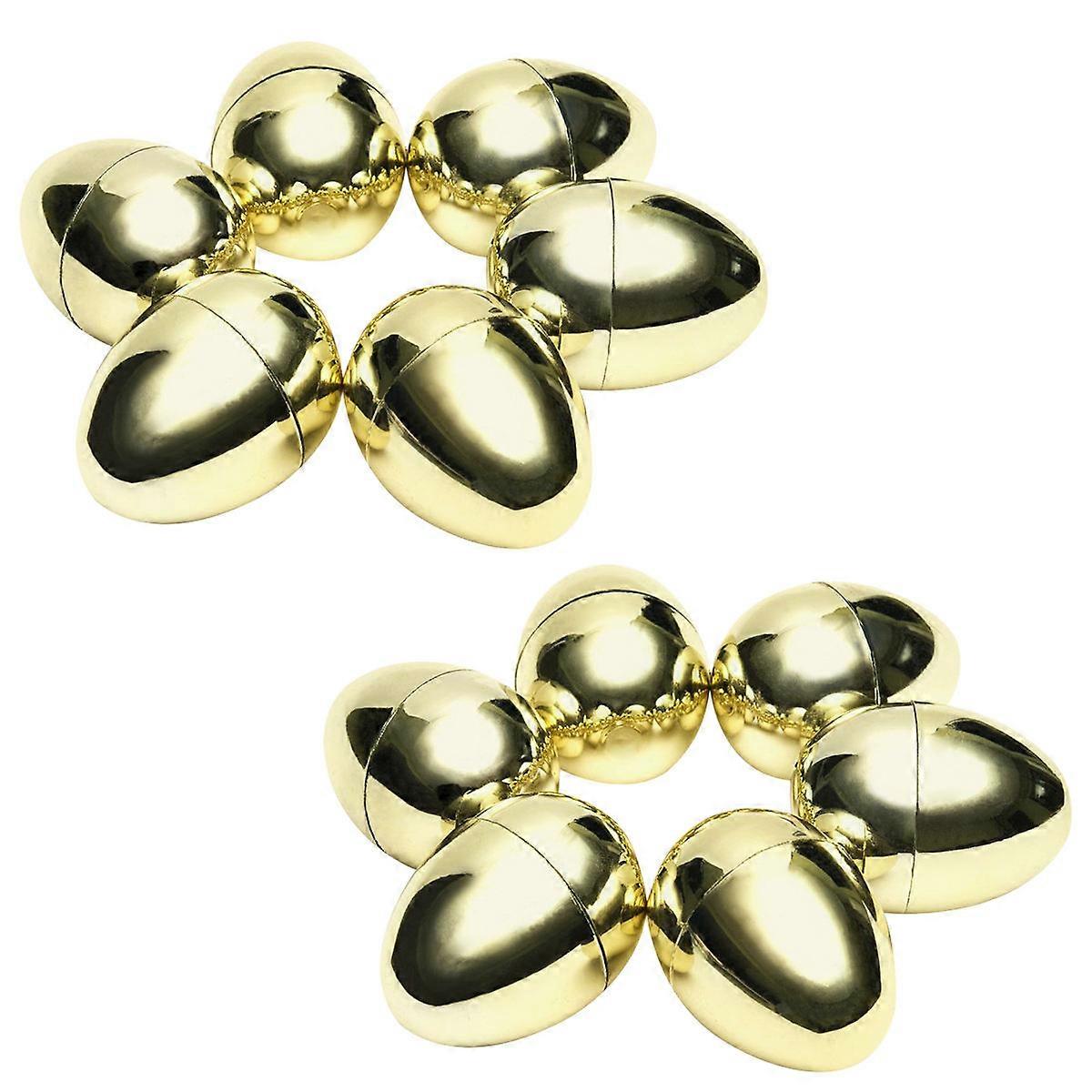 Plastic Easter Eggs Golden Eggs for Easter Egg Hunt 12Pcs Set