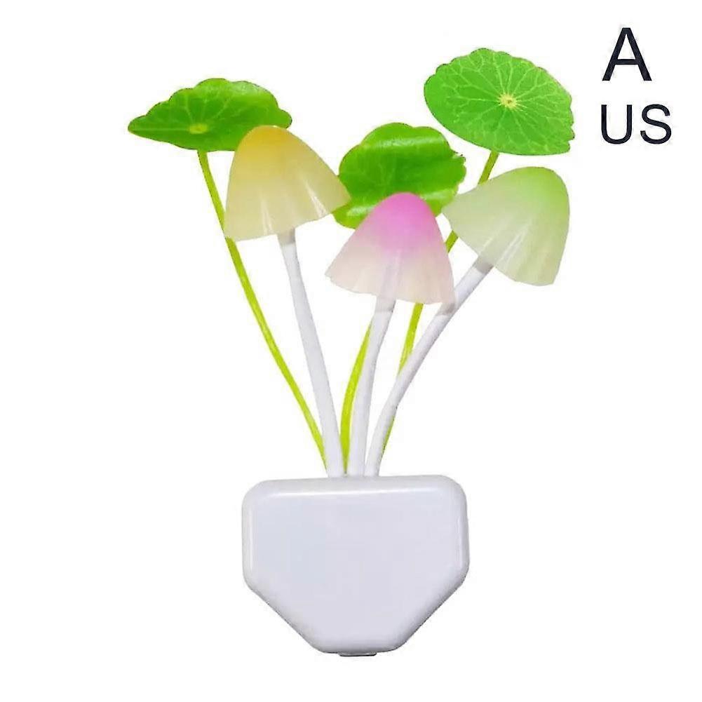 Automatic LED Night Light with Colorful Mushroom Lotus Leaf Design for Indoor Home Decor