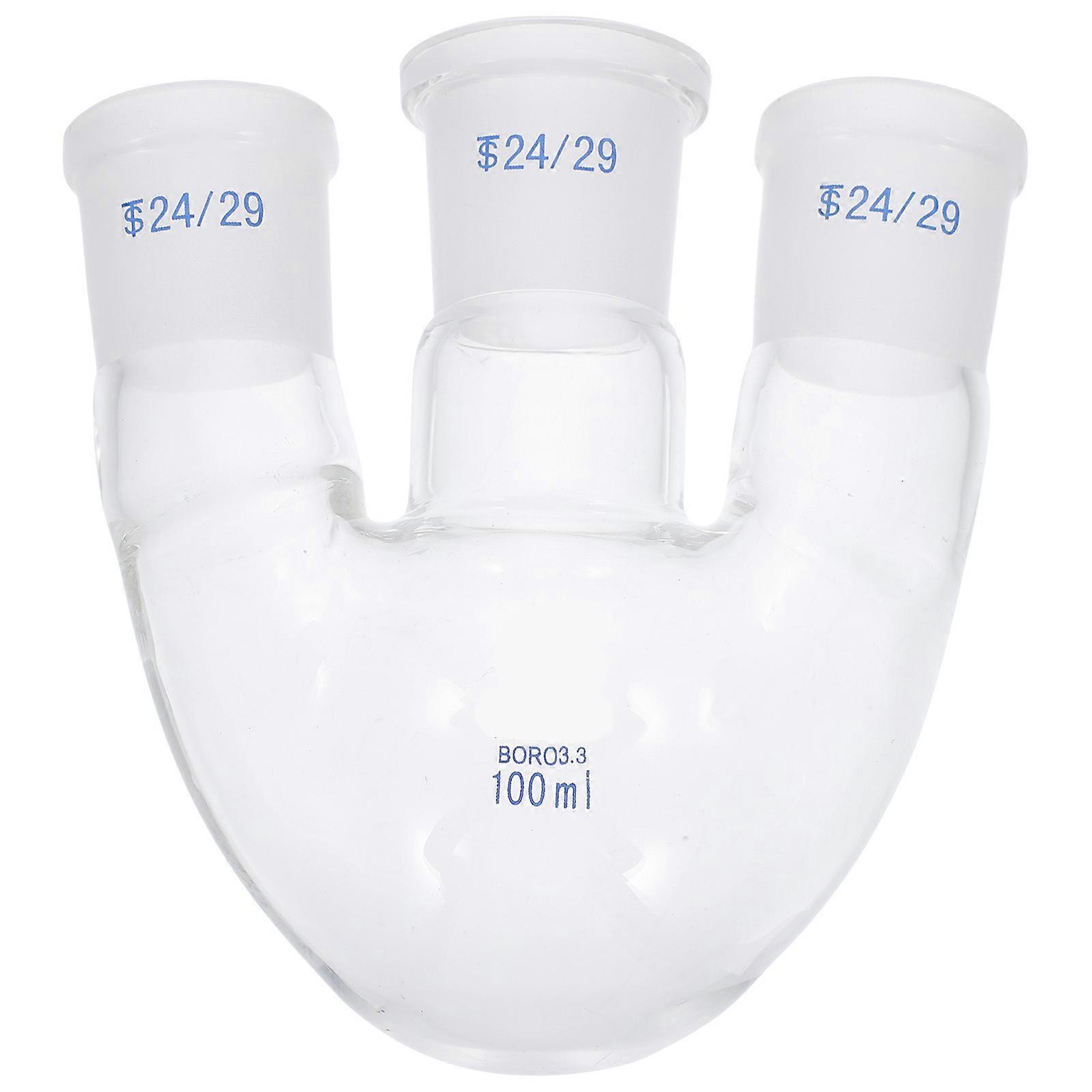 Glass Beaker Three-Necked Laboratory Flask for Boiling Distillation 1Pcs