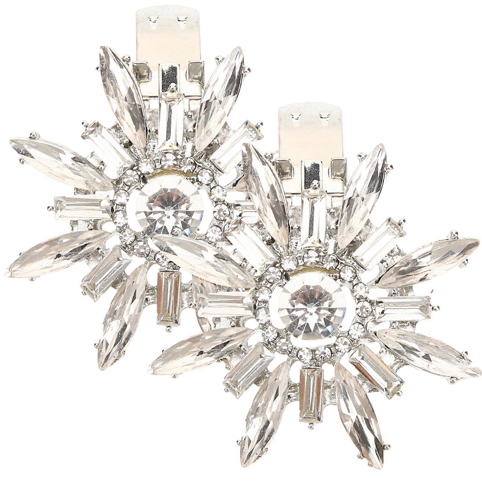 Removable Shoe Clips Charm Rhinestone Shoe Buckle For Women Party Occasions 4.5X4.5CM Simple And Delicate 1 Pair