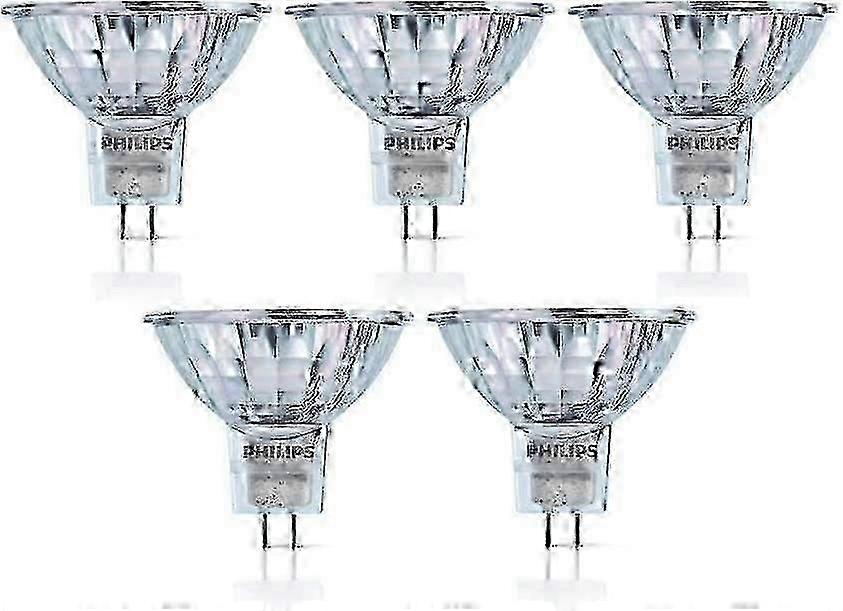 Pacote com 5 lâmpadas halógenas Philips MR16, 12 V, 50 W, base GU5.3, ângulo de feixe 36D, 4000 horas, reguláveis para iluminação interna, edição 58845100, 090