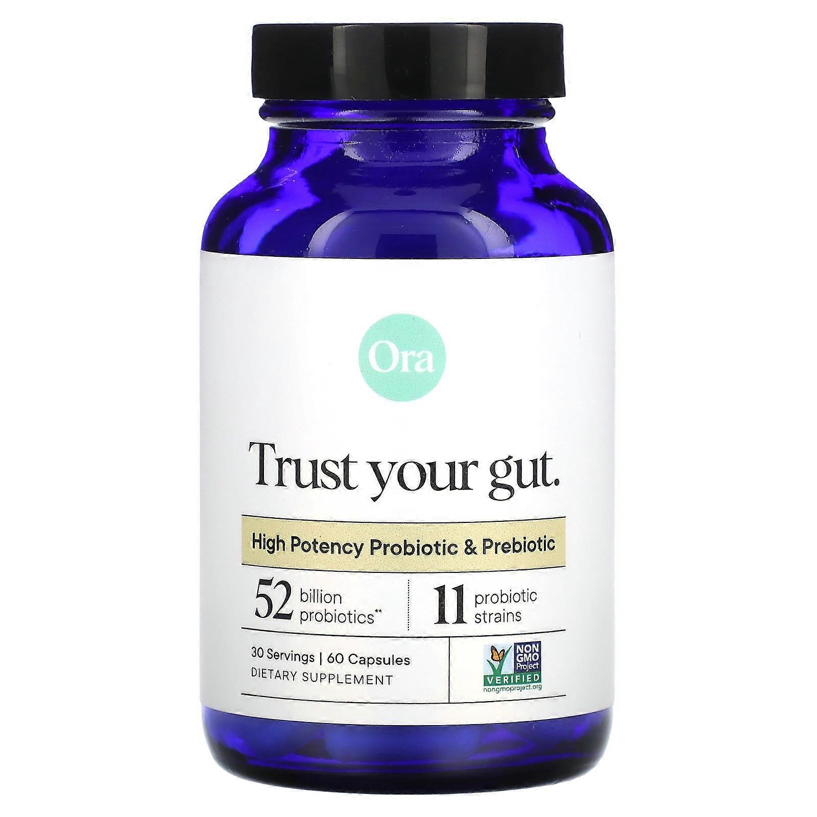Trust Your Gut, High Potency Probiotic & Prebiotic, 60 Capsules