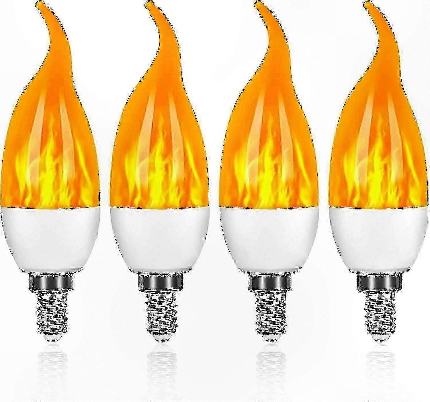 3W E14 LED Flame Bulb 4-Pack with 3 Lighting Modes for Decorative Use