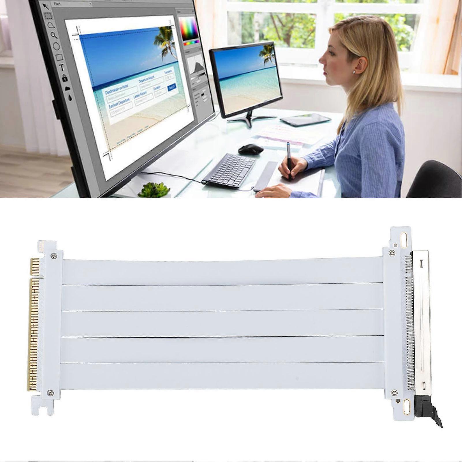 PCIE 5.0 X16 Riser Cable PCB 128Gbps High Speed Flexible GPU Extension Riser Cable Adapter Compatible with 4.0 3.0 2.0 1.0 60cm/23.62in 