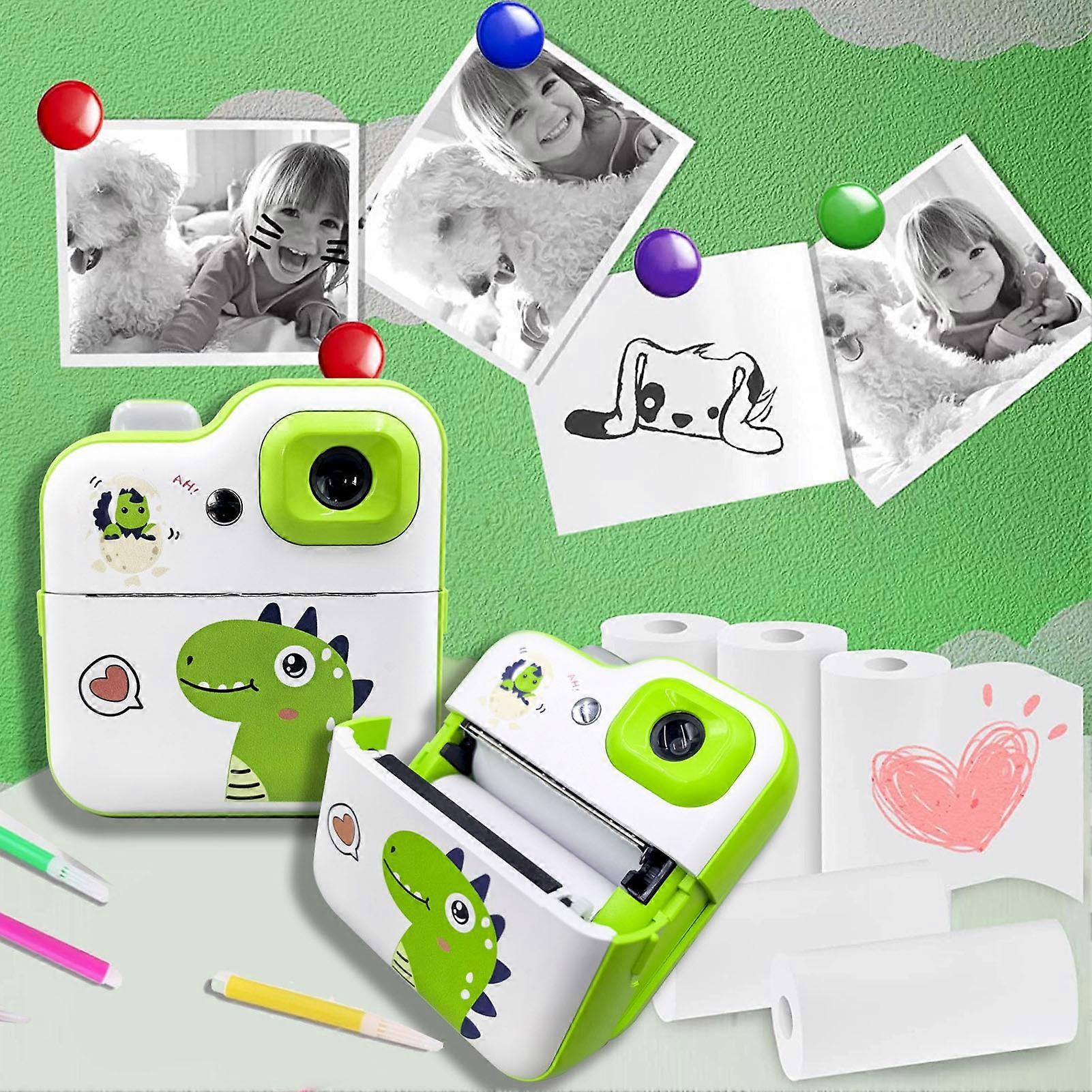 48MP Print Camera 2.4 Inch Screen Thermal Printing Digital Zoom Compact Camera Cartoon Appearance for Kids Students 
