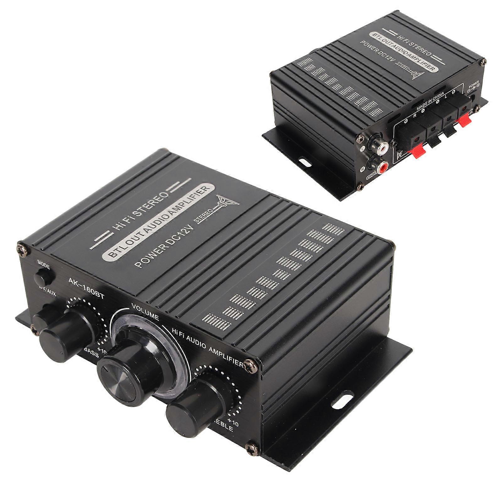 Bluetooth 5.0 Power Amplifier Clear Sound Quality Aluminium Alloy 20Hz to 20KHz 12V Universal for Car Home 