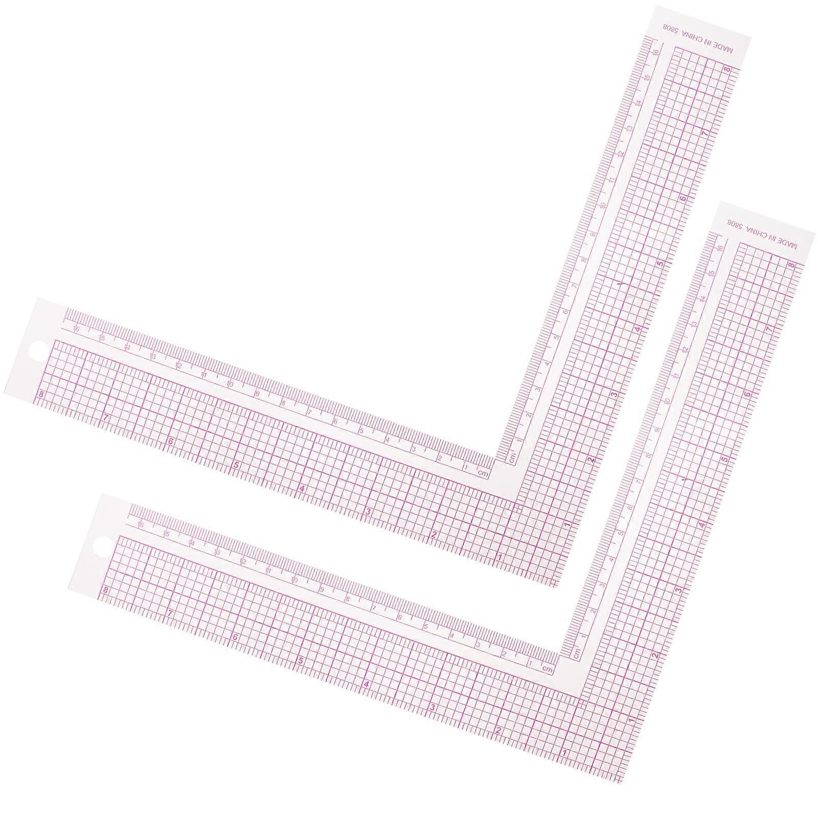L Square Ruler. Curve Sewing Accessories Clothing Pattern Making Precision Design Plastic 2 Pcs