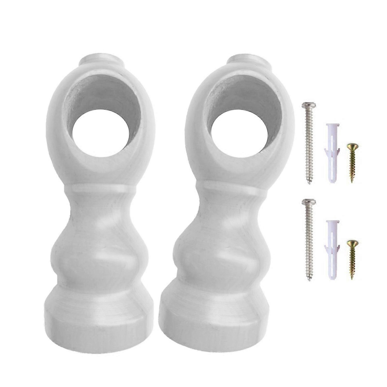 Universal Curtain Rod Bracket Closed Back Design Space Saving Solution Simple Installation For Compact Window Areas  White
