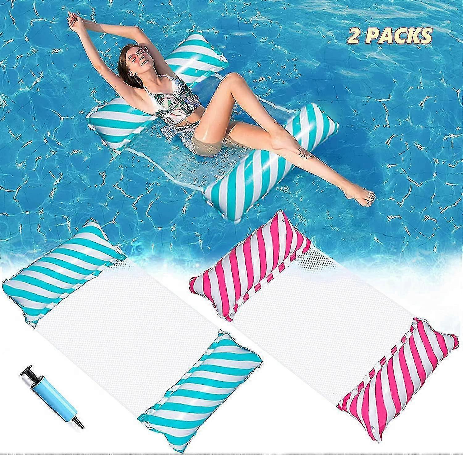 2pcs Inflatable Pool Floating 4 In 1 Hammock With Manual Air Pump