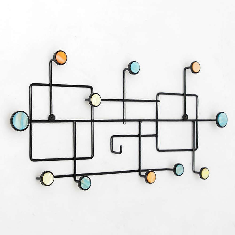 Creative Square Coat Hook Rack Iron Art Wall Mounted Black Finish Hallway Display 12 Hooks