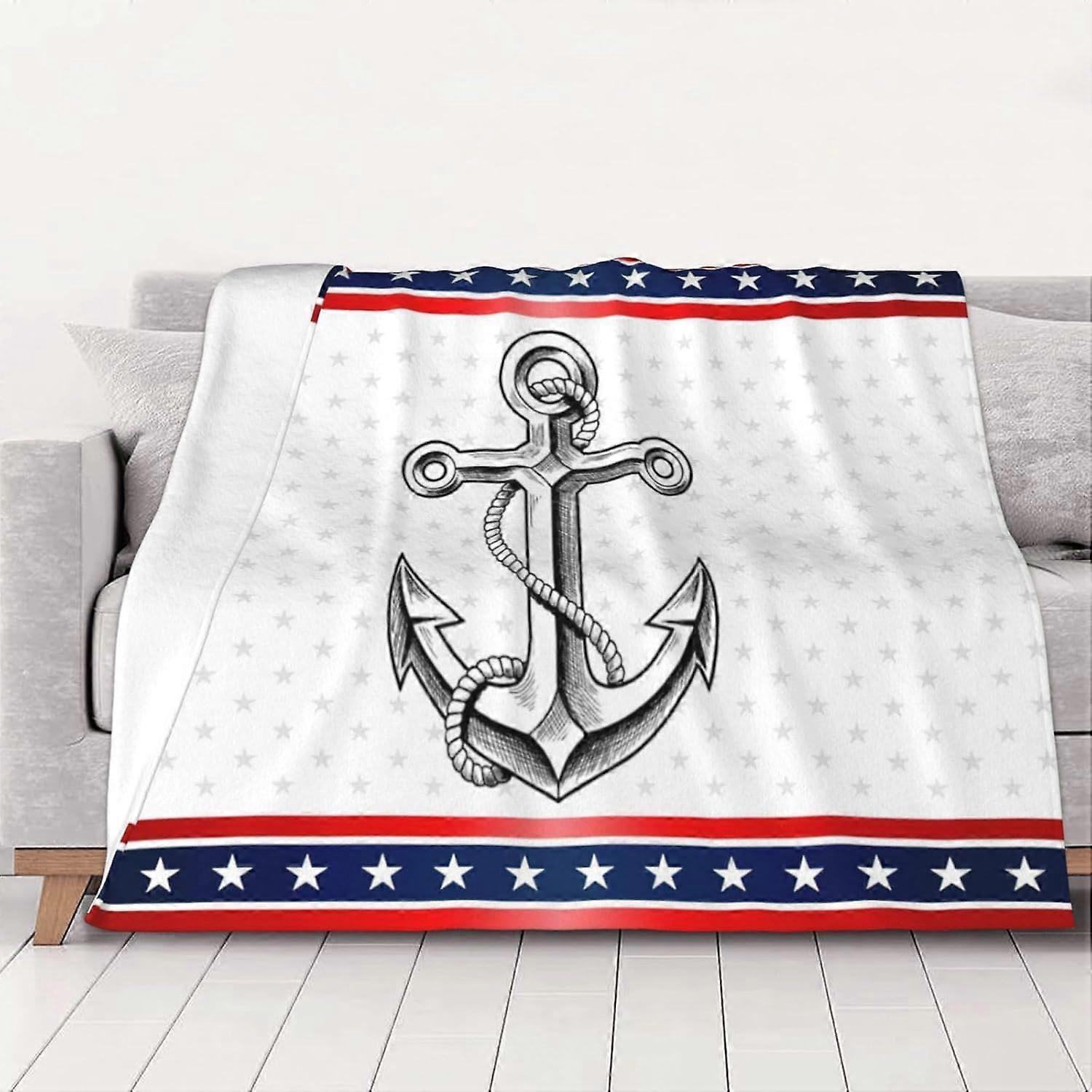80"x60" Anchor Fleece Blanket Lightweight Blanket for Bed Sofa Couch Camping and Travel - Microplush - Soft Warm Blanket