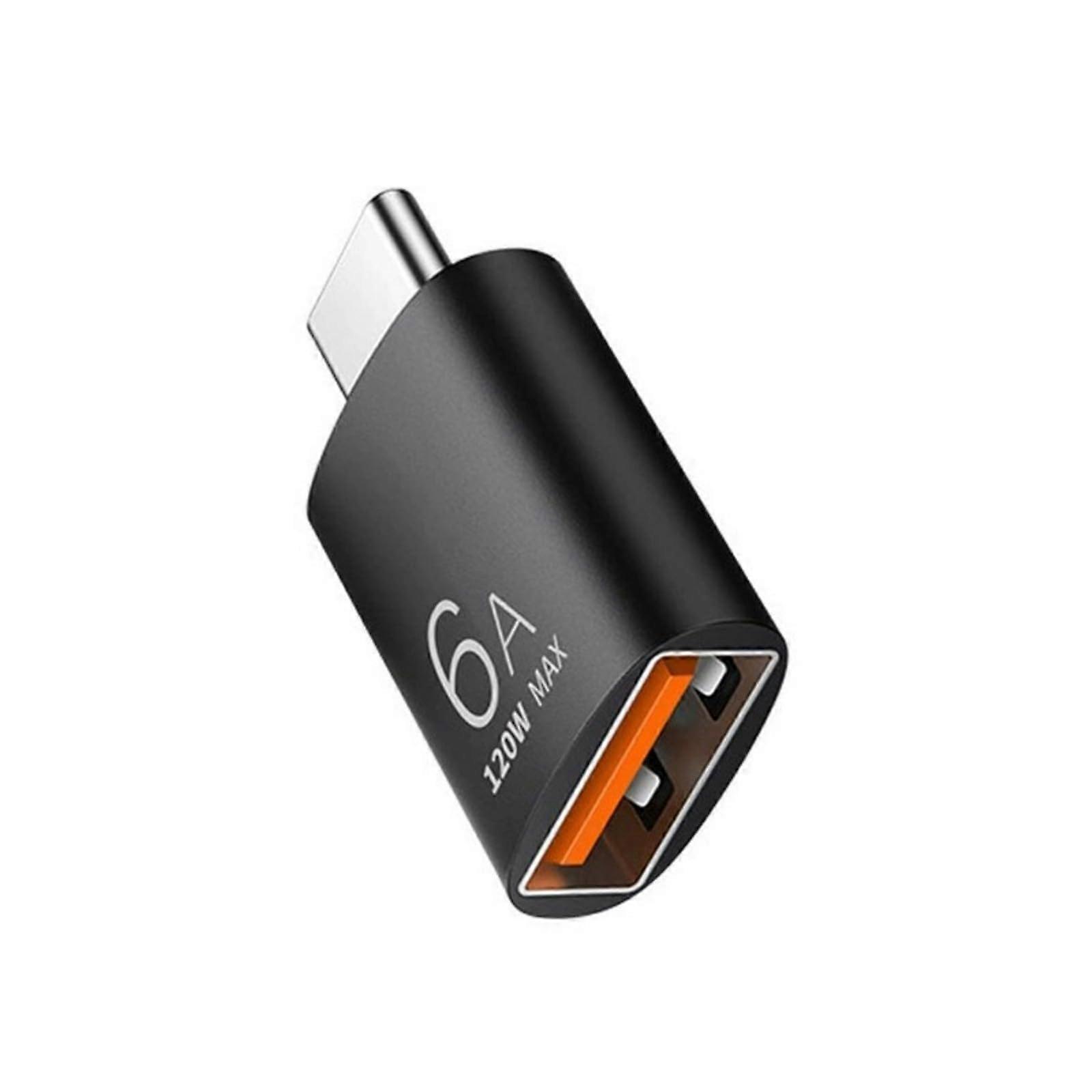 Double Function Type C Adapter USB 3 Interfaces Aluminum Body 6A Fast Charging For Phones And Tablets Black