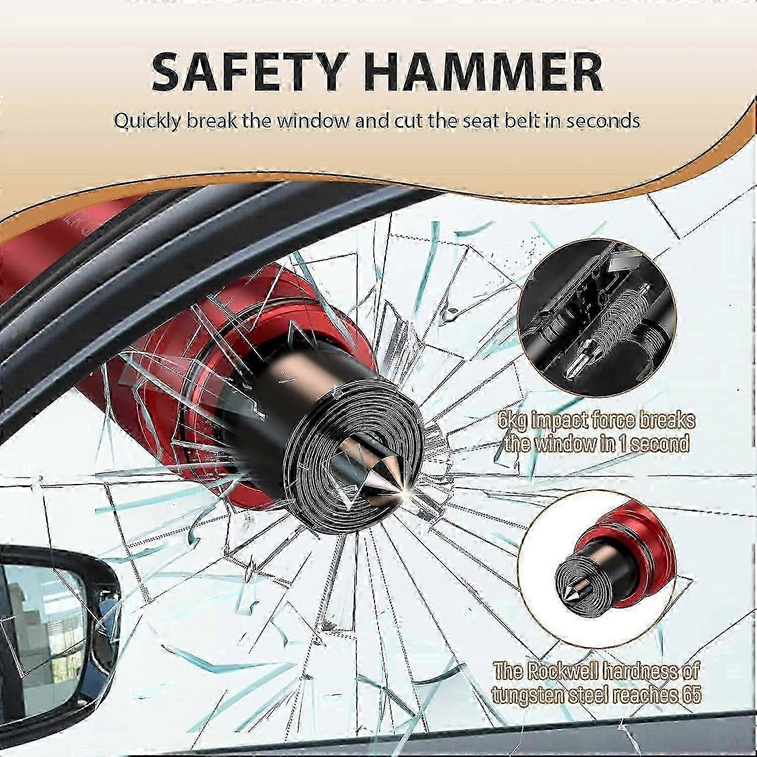 4 件装紧急汽车破窗器和安全带切割器 - 安全锤