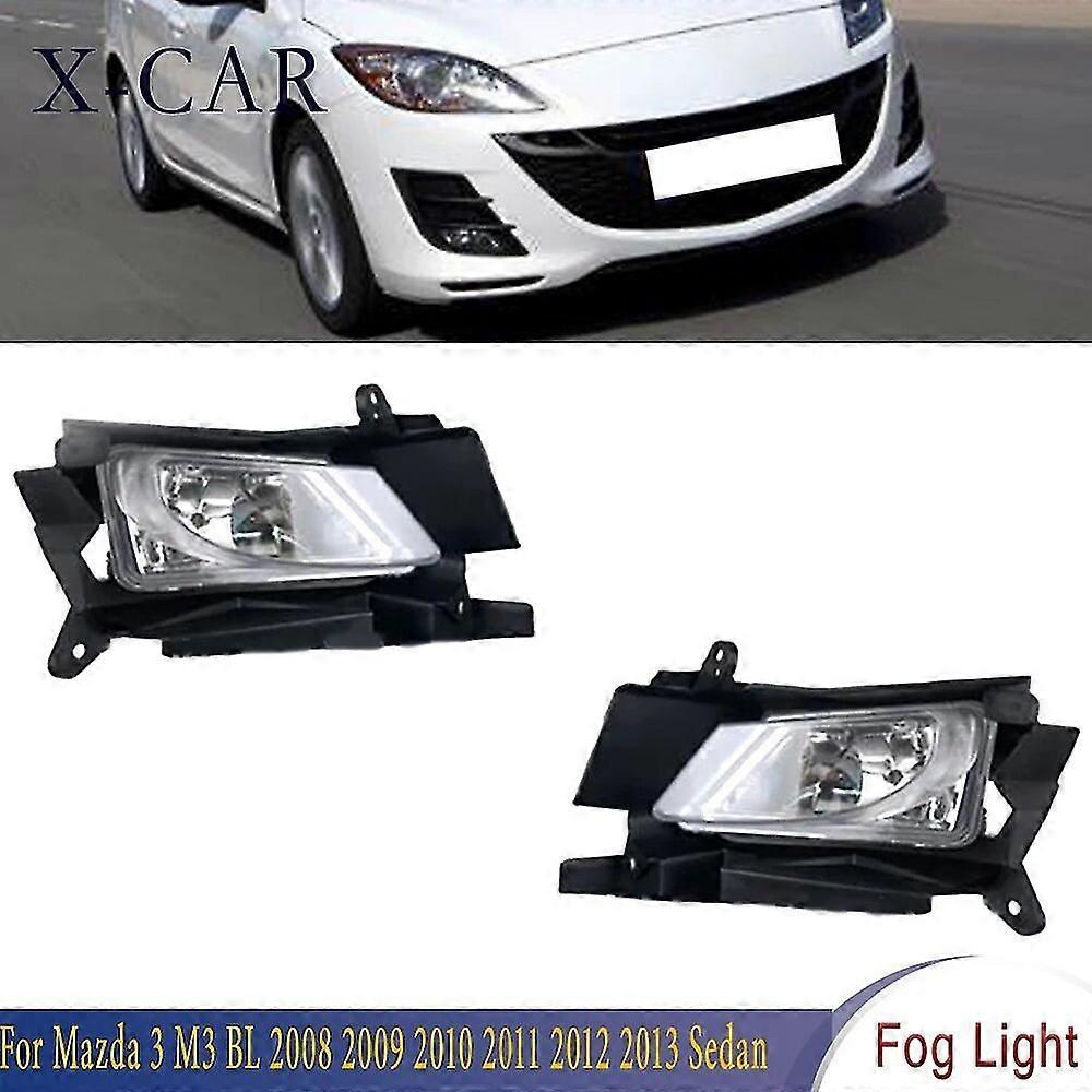 X-car Kit Chrome Fog Lamp Modification Front Bumper Fog Lights Sets For Mazda 3 M3 Bl 2008 2009 2010 2011-2013 Hatchback Sedan