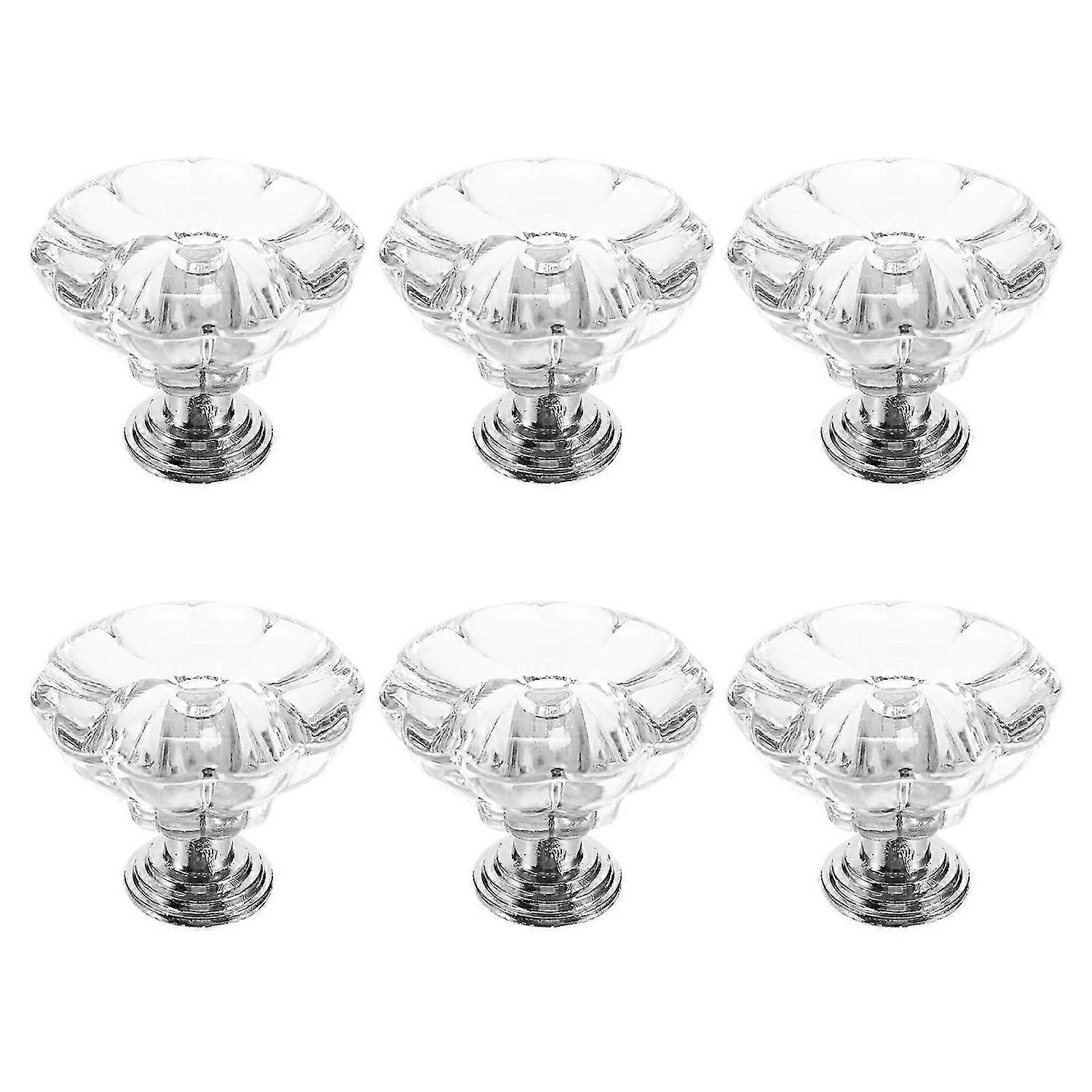 6 Pcs Round Vanity Tray Cabinet Round Knobs Diamond Drawer Knobs Glass Drawer Pulls Closet Knobs