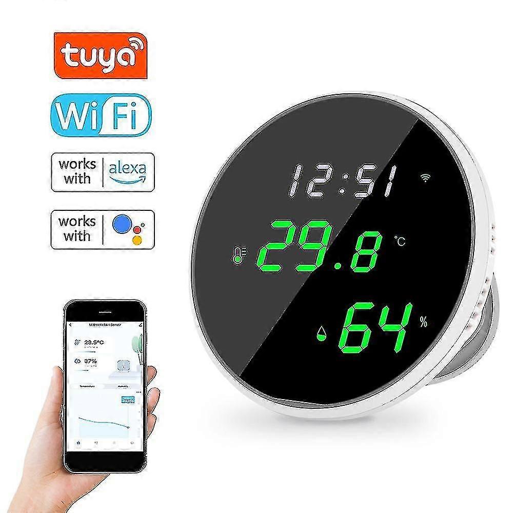 Tuya Wifi Temperature Humidity Sensors App Remote Monitor Control Compatible With Home Intelligent Scenario Linkage Compatible With Amazon Alexa Googl
