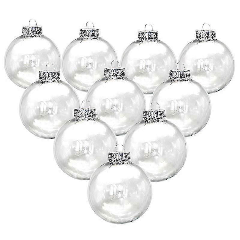 10Pcs Transparent Christmas Balls Hollow Plastic Glossy DIY Empty Baubles for Party JIKAIX