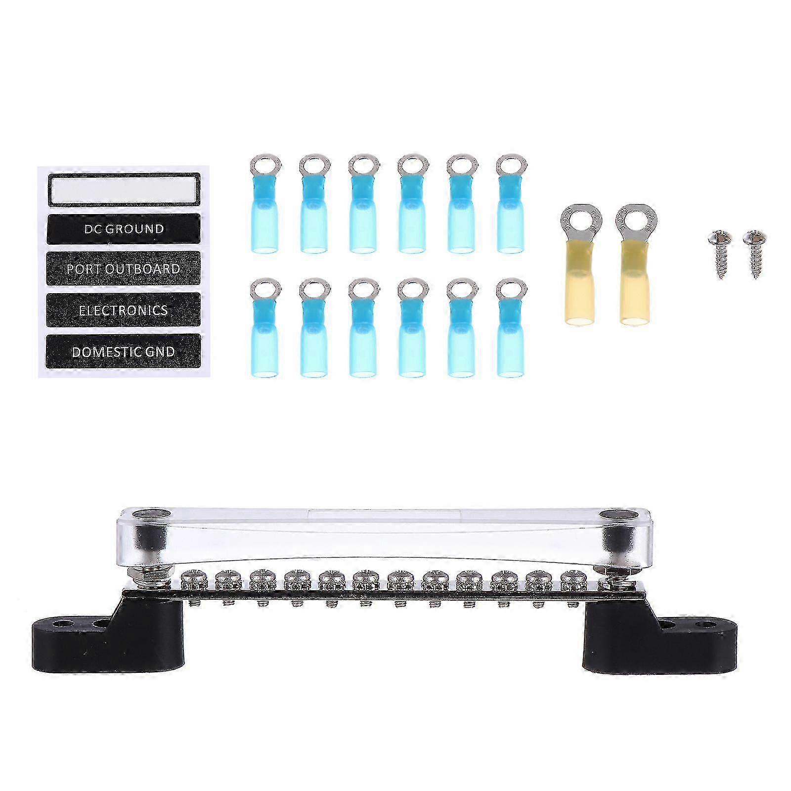 1 Set 12 Positions Single Row Bus Bar Electric Terminal Junction Block 100A