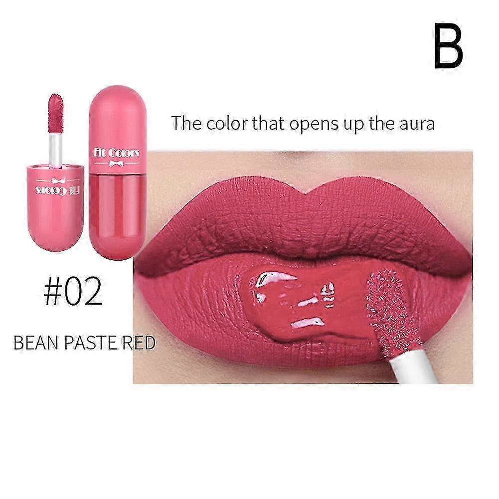 02#bean paste red(B)$Fit Colors5-color mini capsule lip gloss lip glaze color non-stick matte lip gloss liquid lipstick cross-border