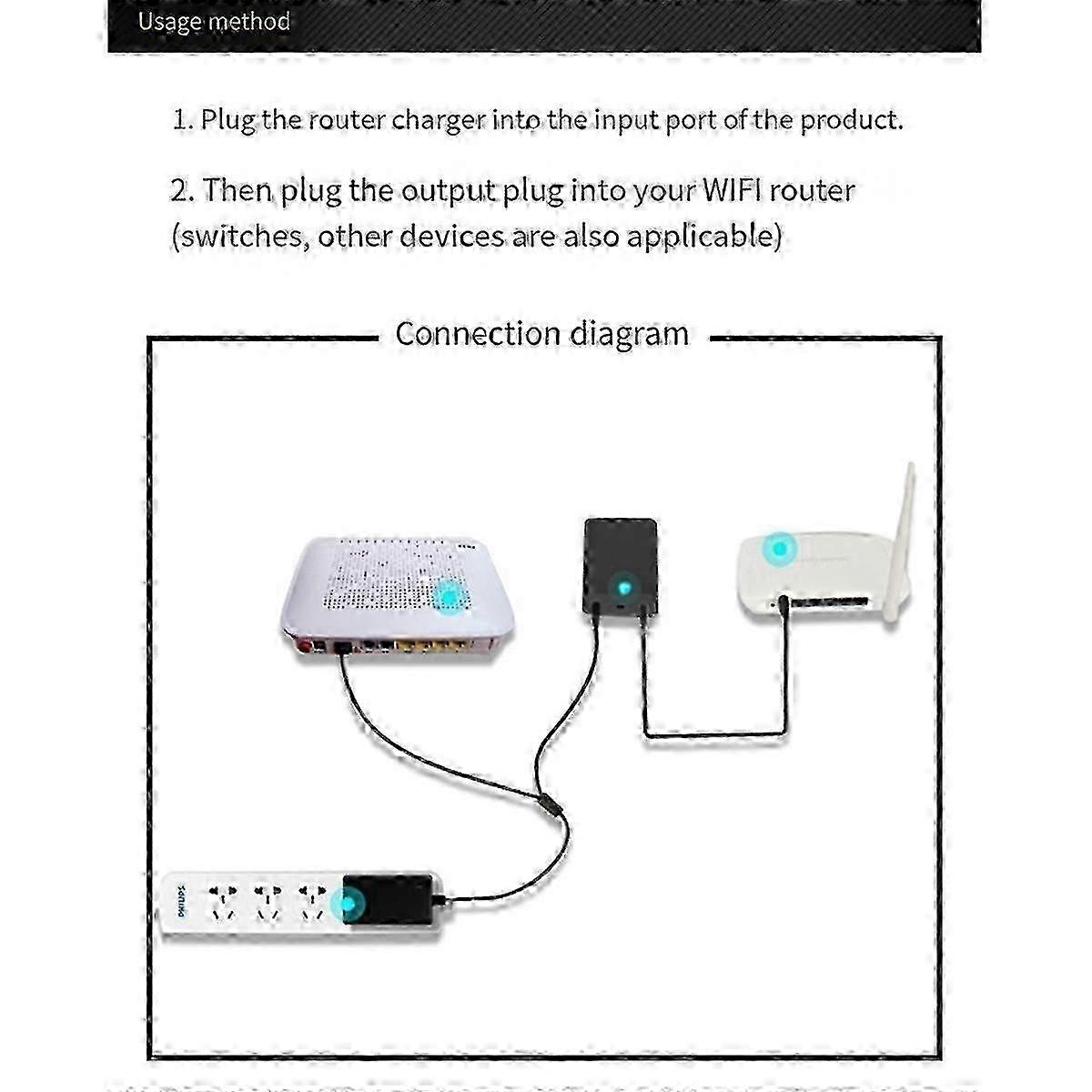 Mini UPS Battery Backup 24W 2200MAh Uninterruptible Power Supply with DC Input DC12V 2A for Home Router Modem