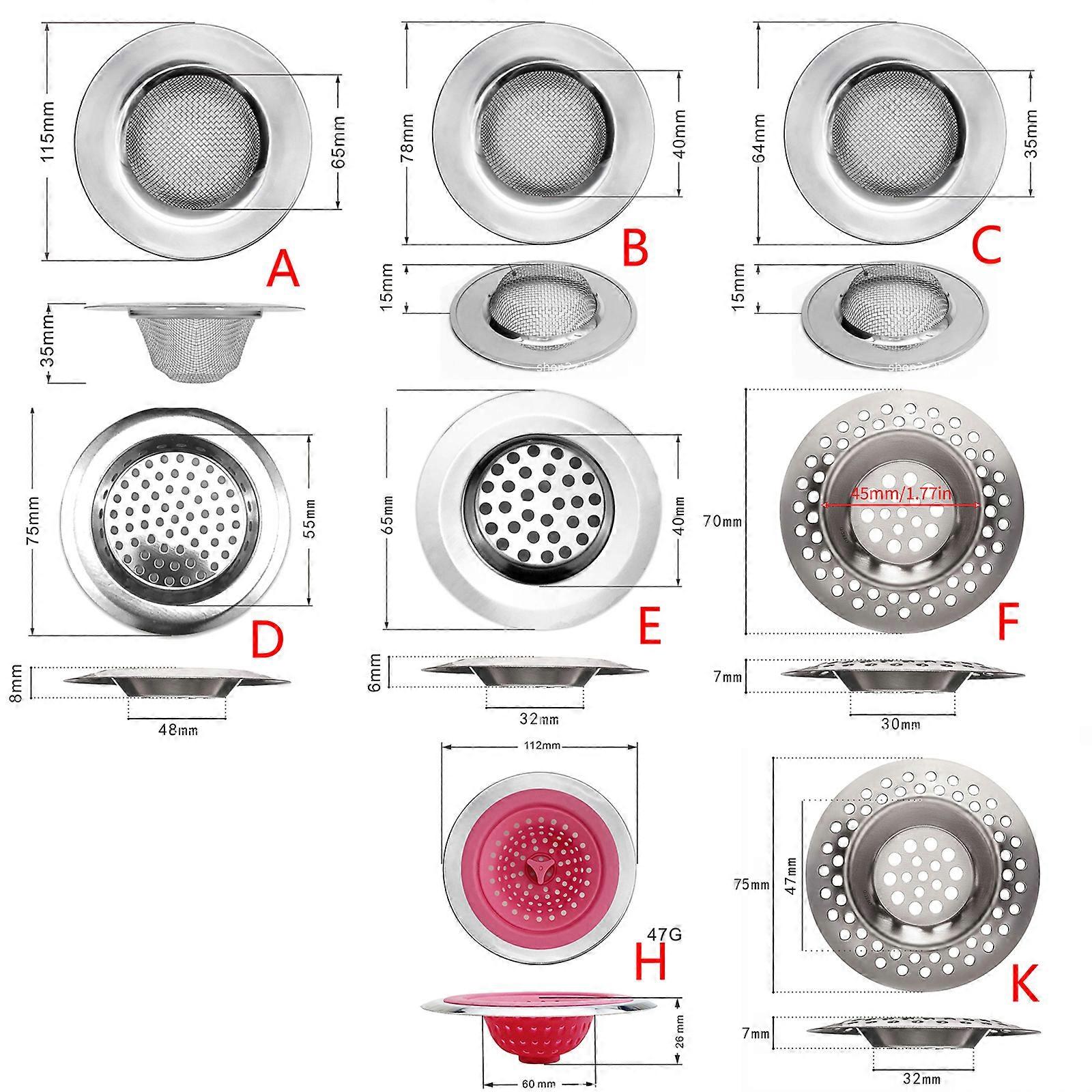 Rostfritt stål diskbänkssil matuppsamlare för de flesta avlopp, anti-igensättning mikroperforeringshål flerfärgad