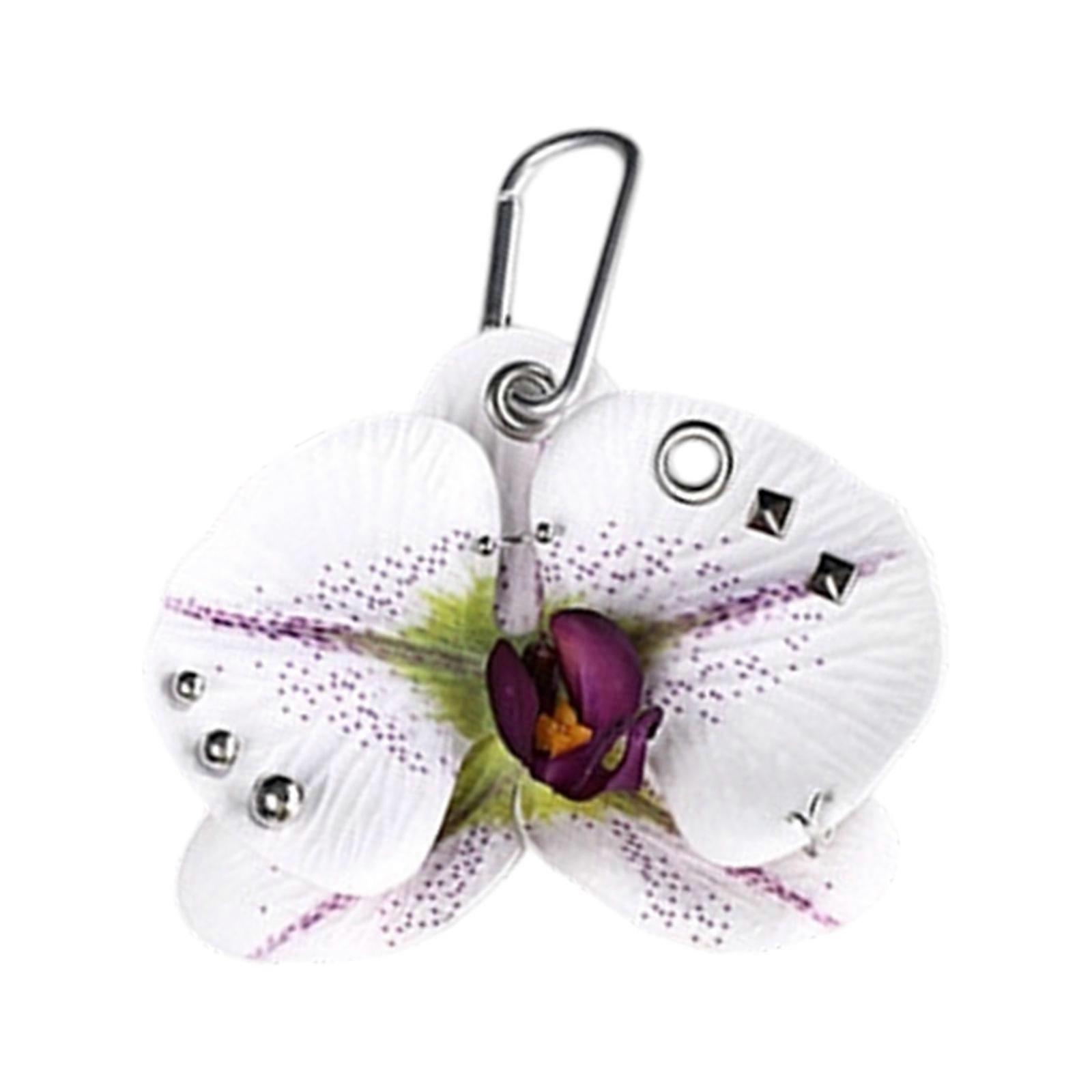 Multifunctional Artificial Flower Key Owner Impermeable Keyring For Car Access Present Box Ready  Purple and white sty