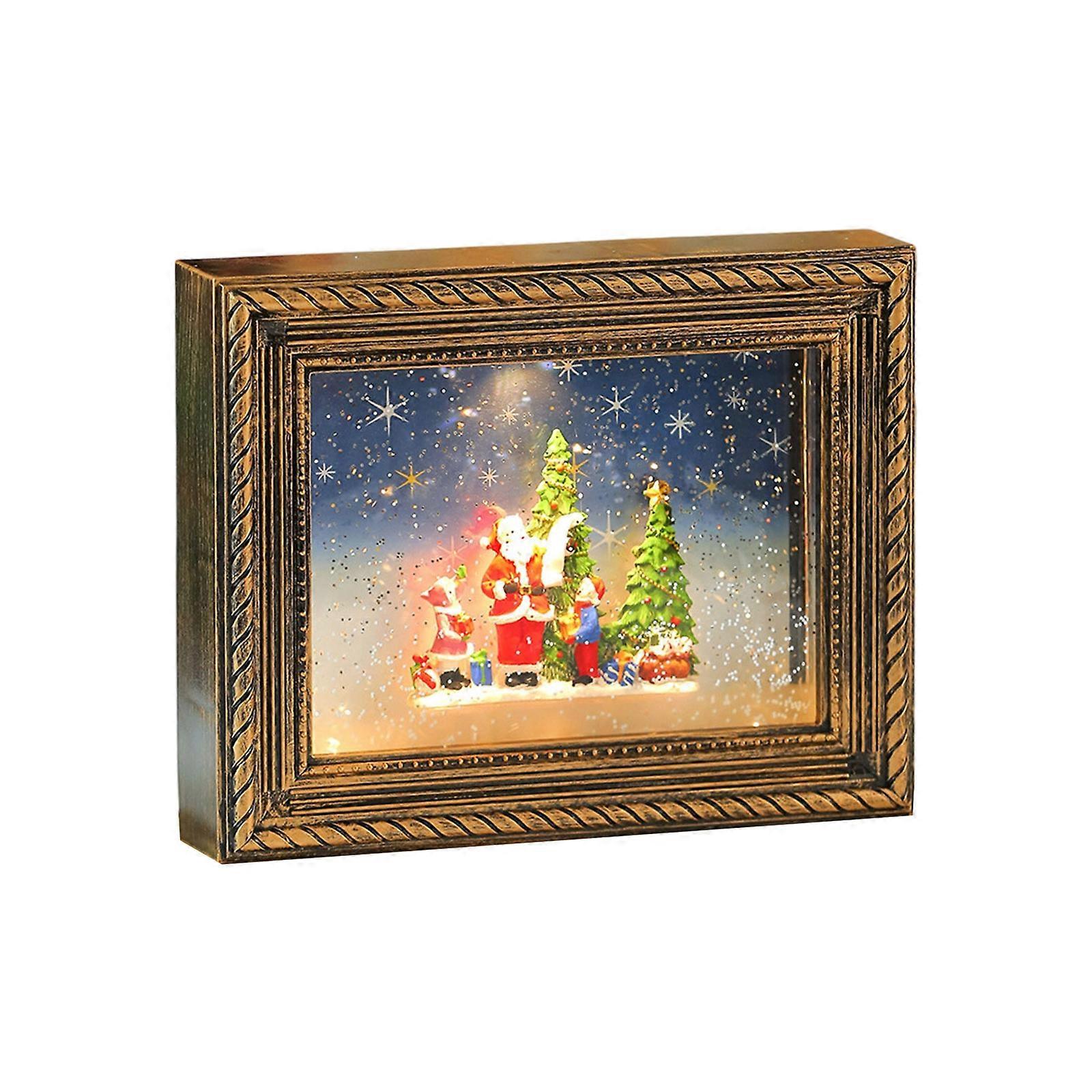 Seasonal Musical Picture Frame Feature Stmospheres LED Light Revolving Snowfalls And Durable Plastic Design Multicolor